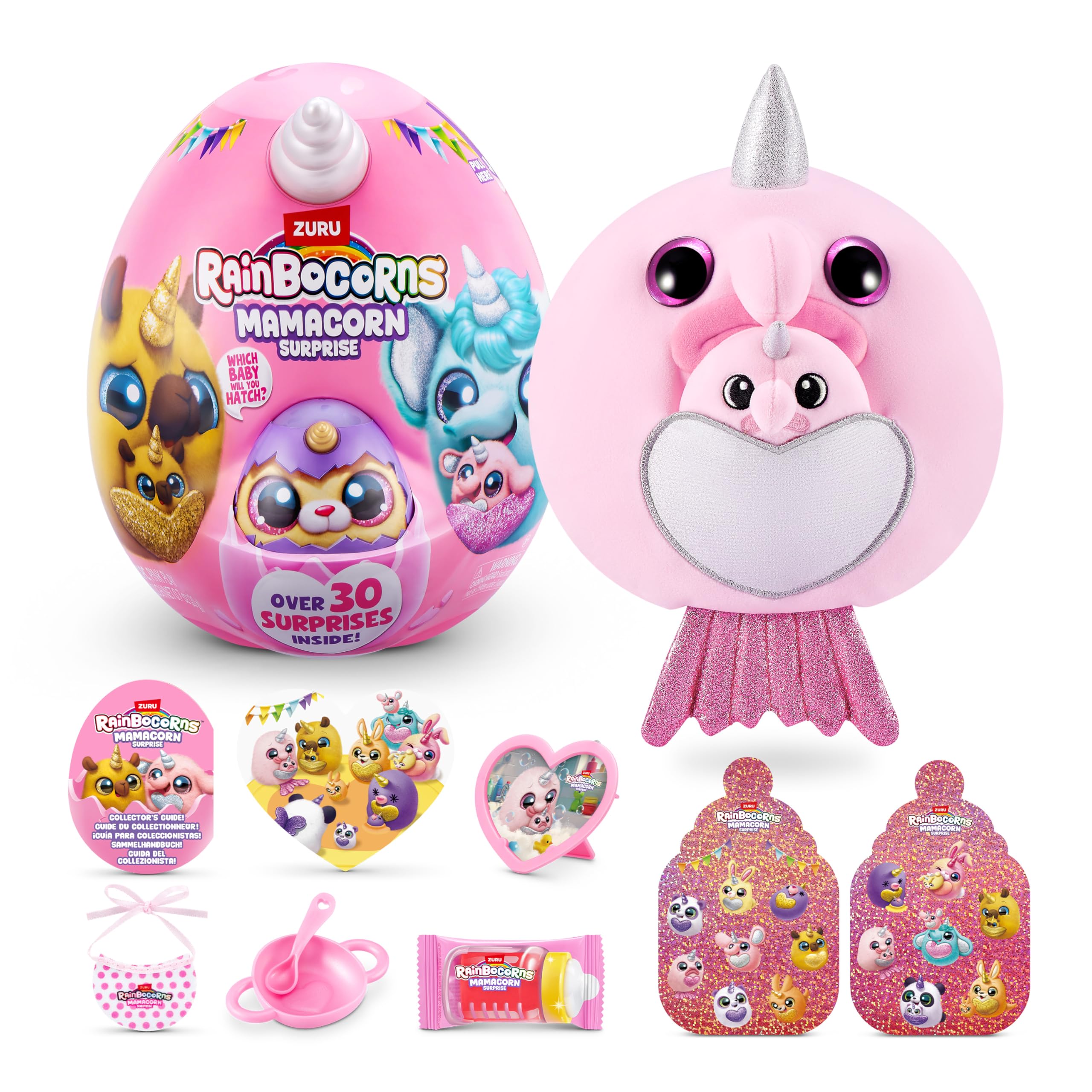 Rainbocorns Mamacorn Surprise by ZURU - Collectible Plush Toy with 30+ Surprises for Girls 3+ 1