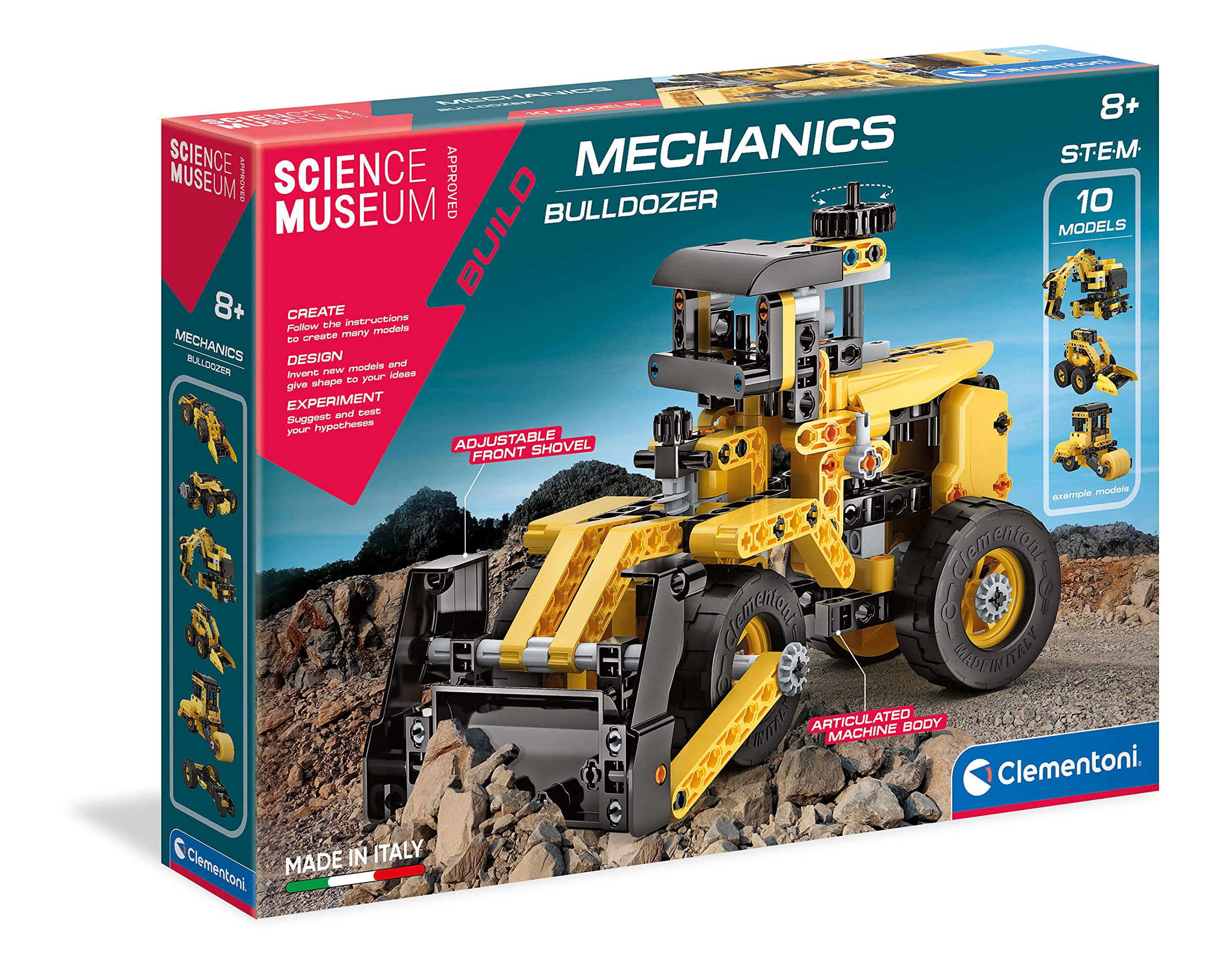 Clementoni Mechanics Laboratory Bulldozer Building Set for Kids 8 Years and Older 1