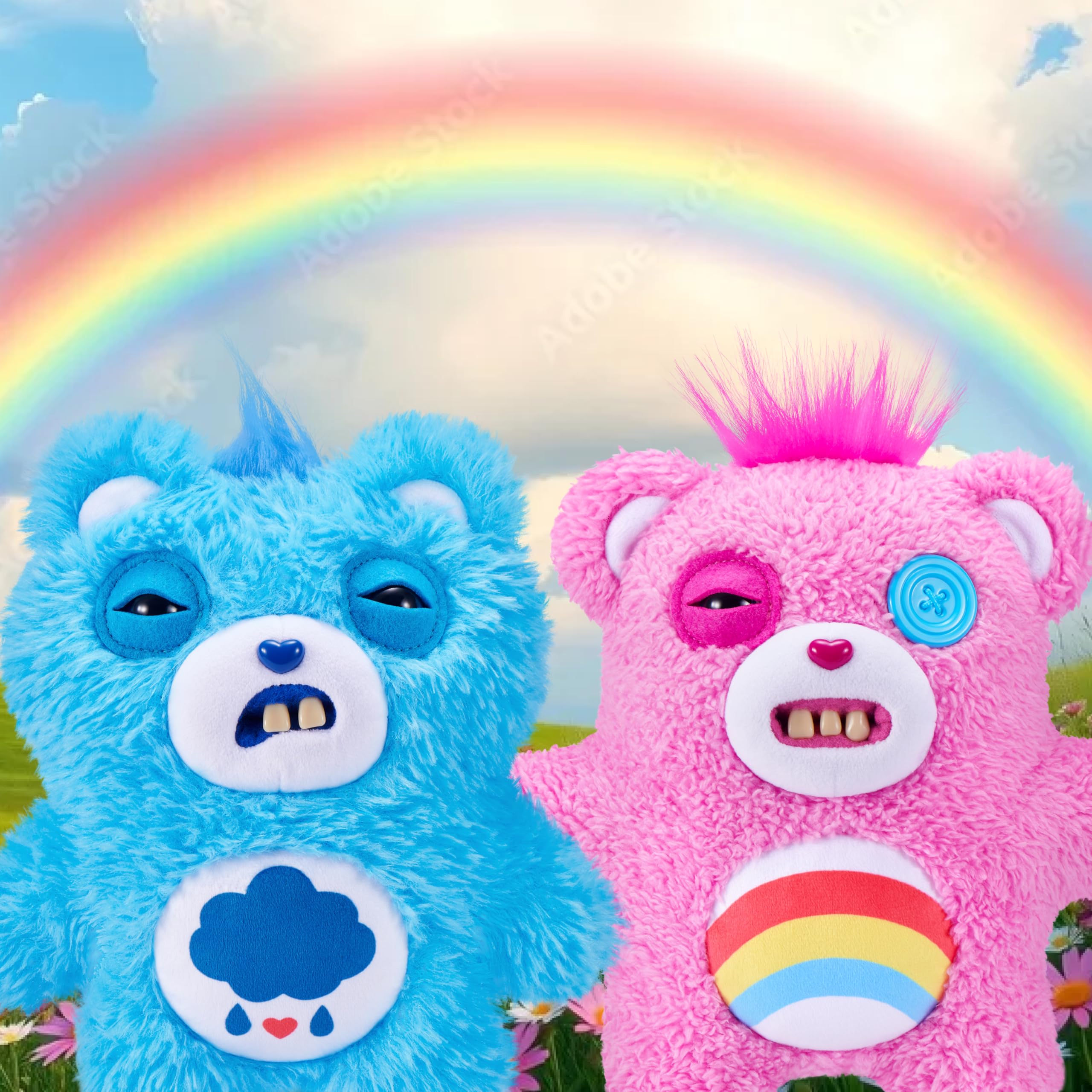 Fuggler Care Bears 9-Inch Plush Toy - Cheer Bear | Human-Like Teeth | Ages 4+ 3