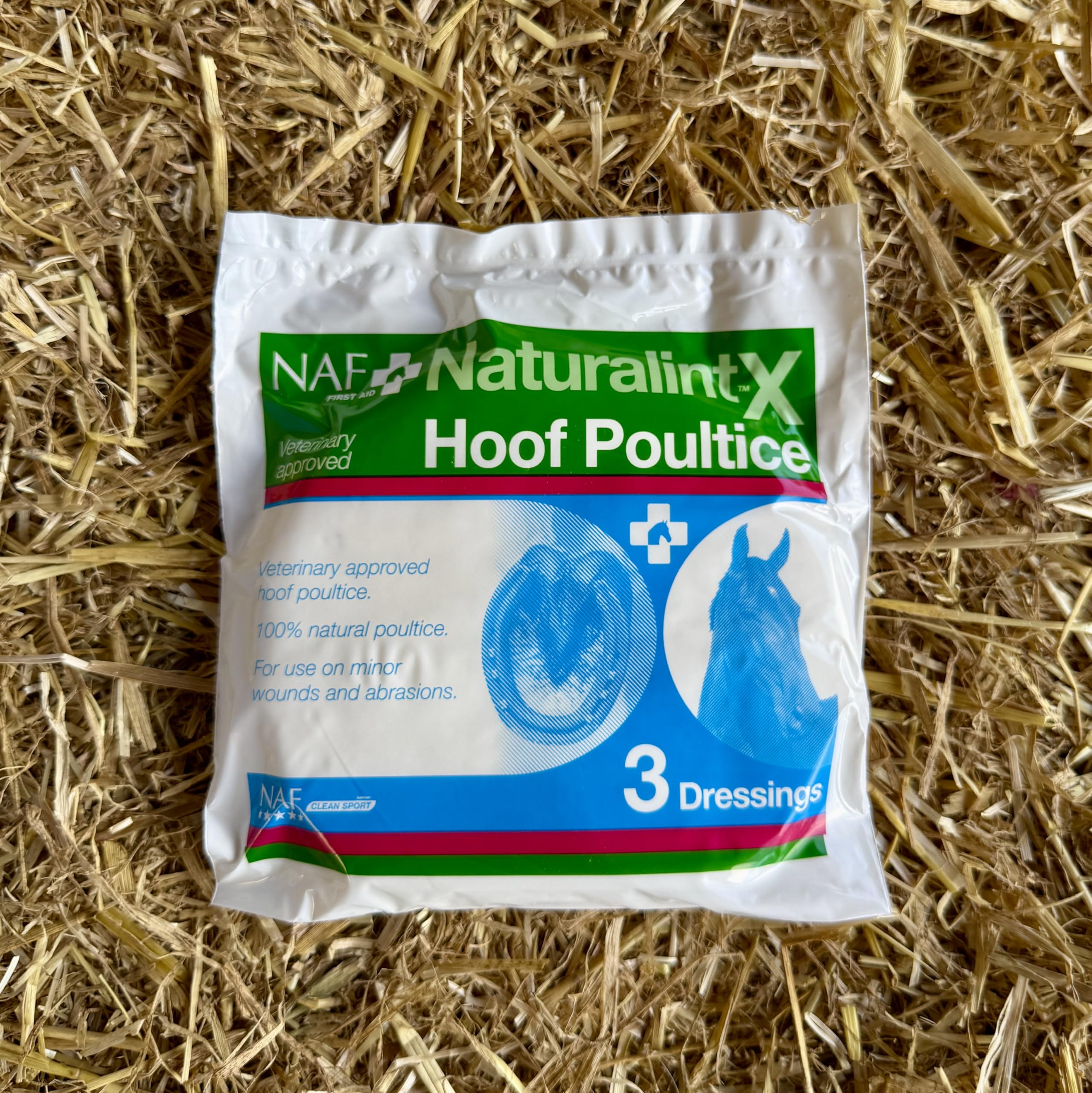 NAF NaturalintX Hoof Poultice - Single Use Dressing for Hoof Abscesses, Bruises, and Inflammation | 29g 3