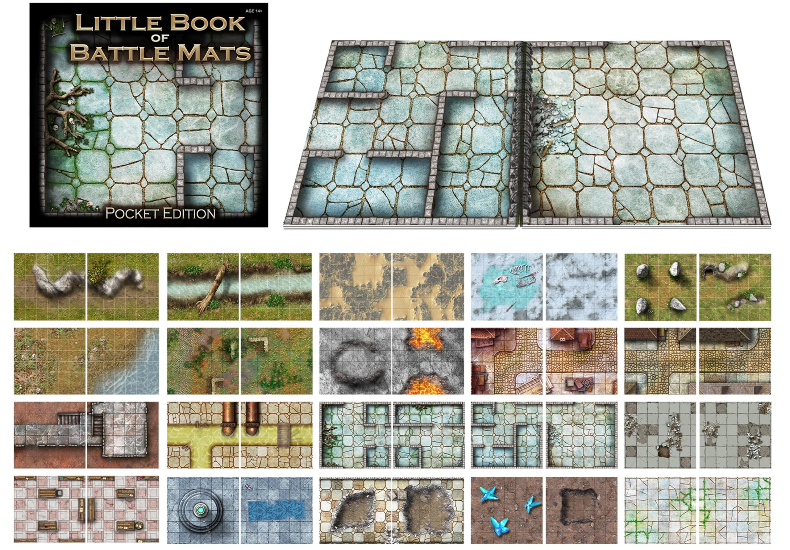 Loke BattleMats Little Book of Battle Mats Pocket Edition - 6x6 Inch RPG Map Book | Dry & Wet Erase Compatible | Ages 14+ 3