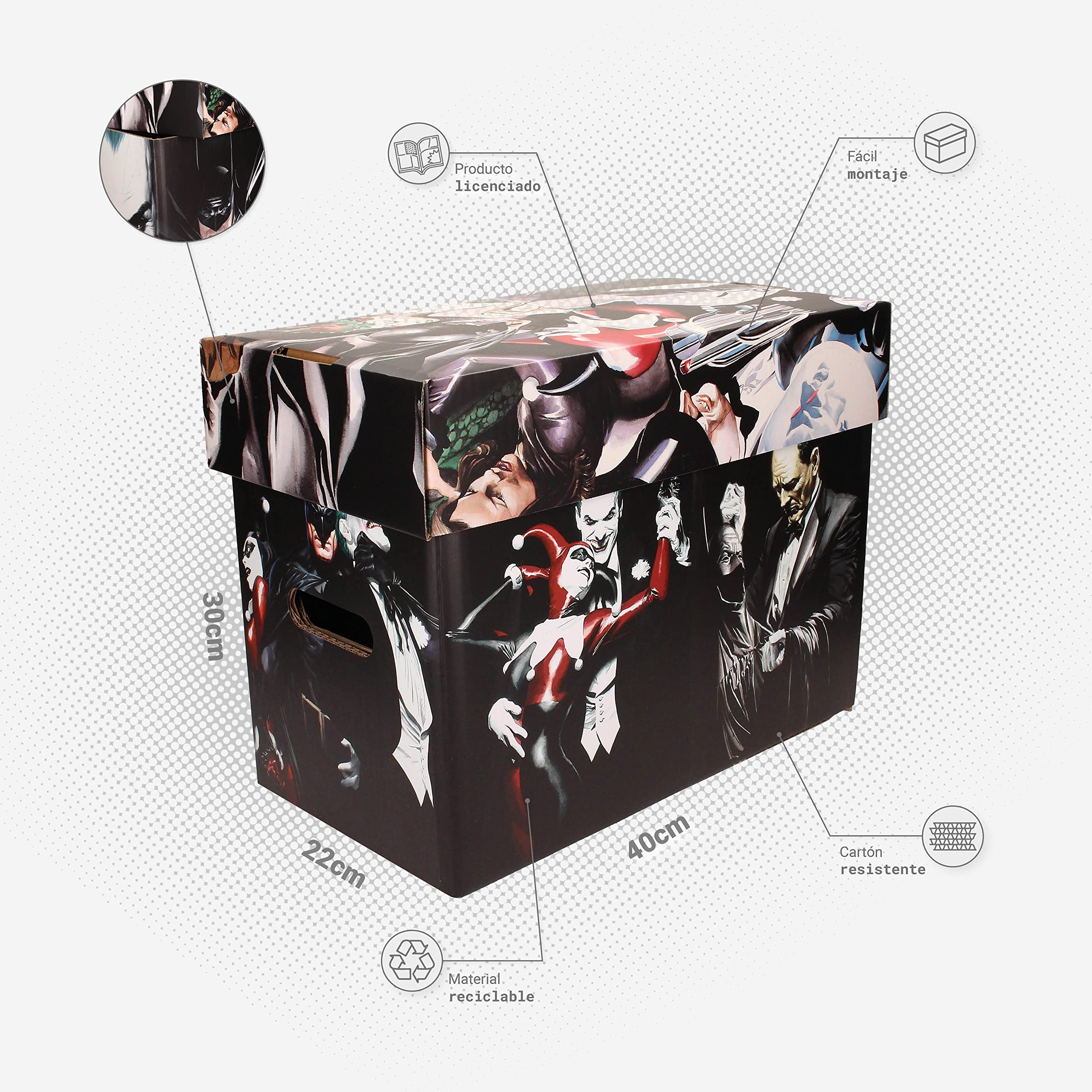 SD Toys DC Comics Alex Ross Inspired Storage Box | Black Plastic | Shatterproof 8