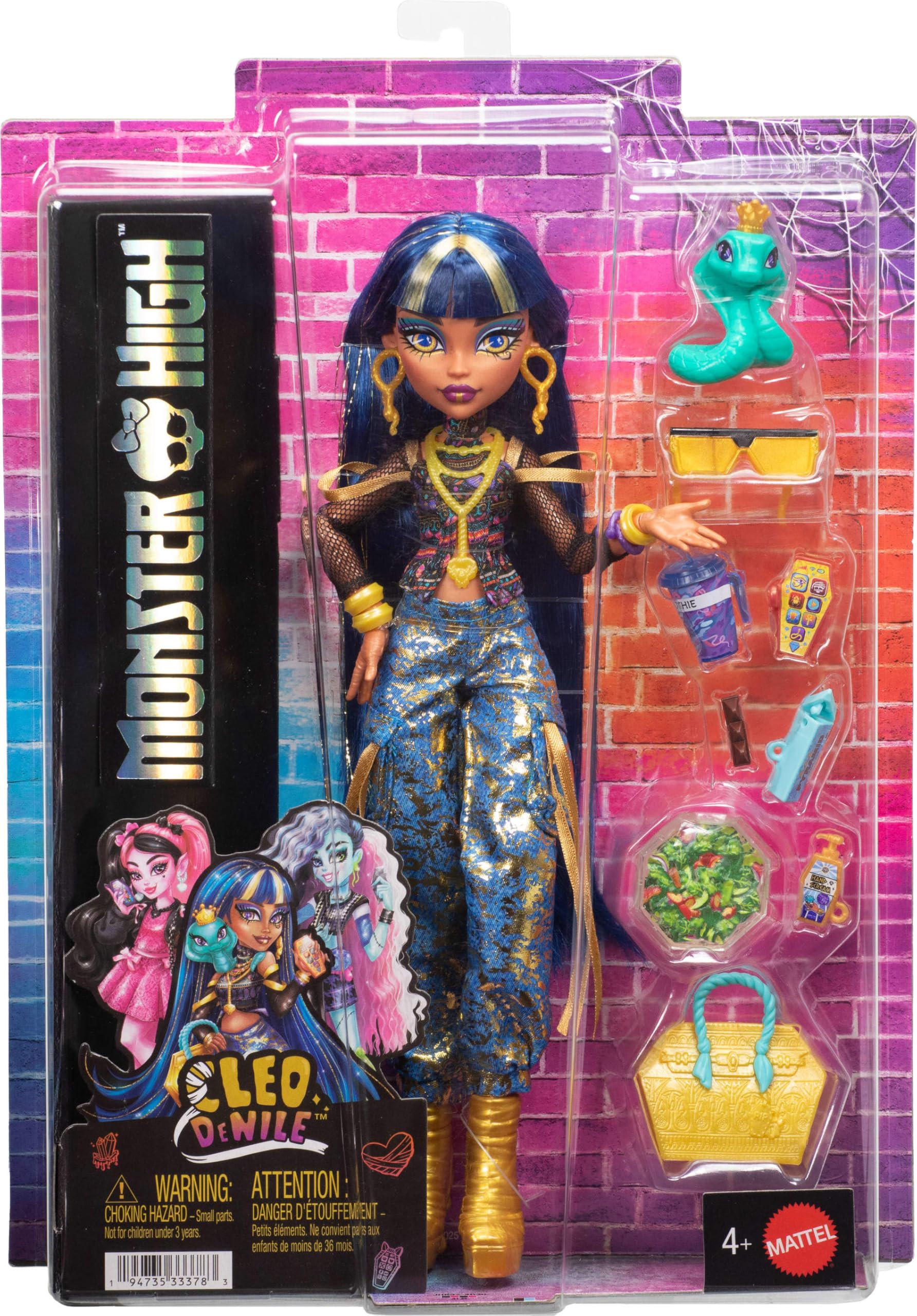 Monster High Cleo De Nile Doll - Crop Top & Cargo Pants | 7 Accessories | JHK32 6