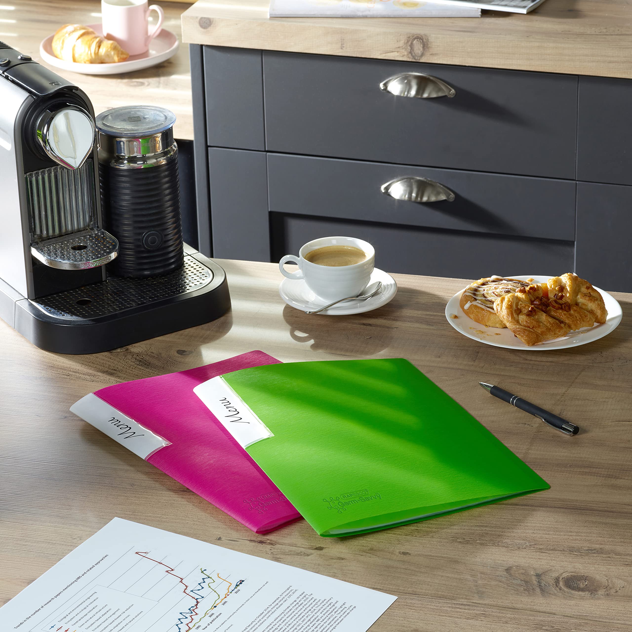 RAPESCO Presentation Folder - 20 Pockets | A4 Size | Blue Polypropylene with Antibacterial Protection 5