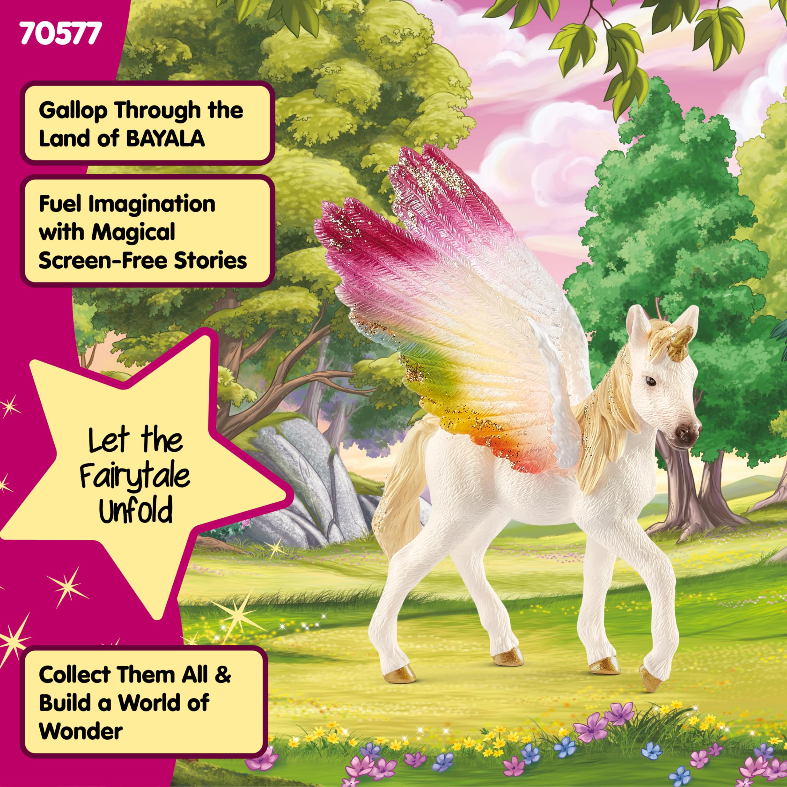 Schleich 70577 Winged Rainbow Unicorn Foal - Fantasy Toy Figurine | Ages 5-12 3