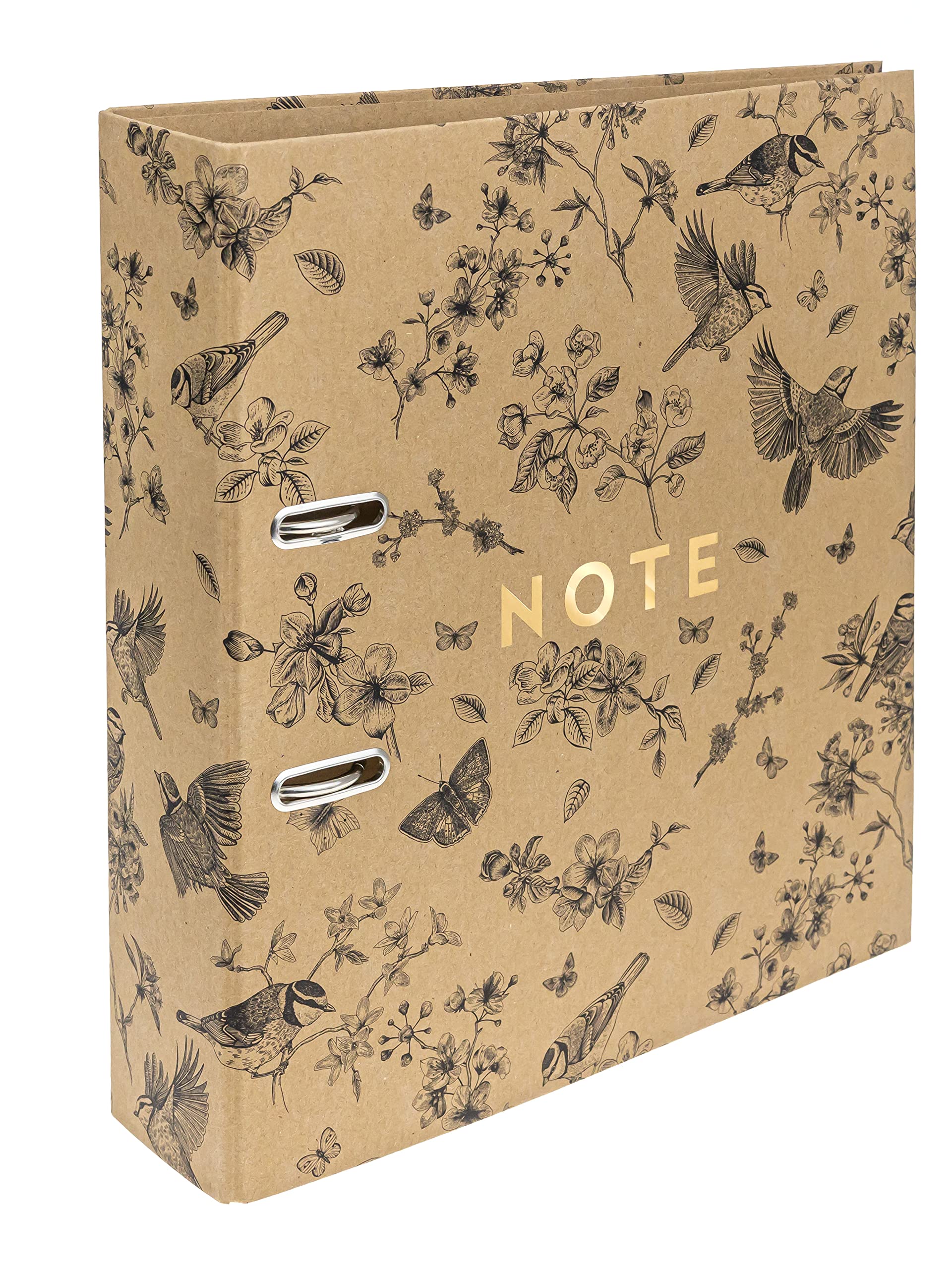 Interdruk Lever Arch File A4 75mm Kraft Paper Natural Brown Birds | 500 Sheet Capacity