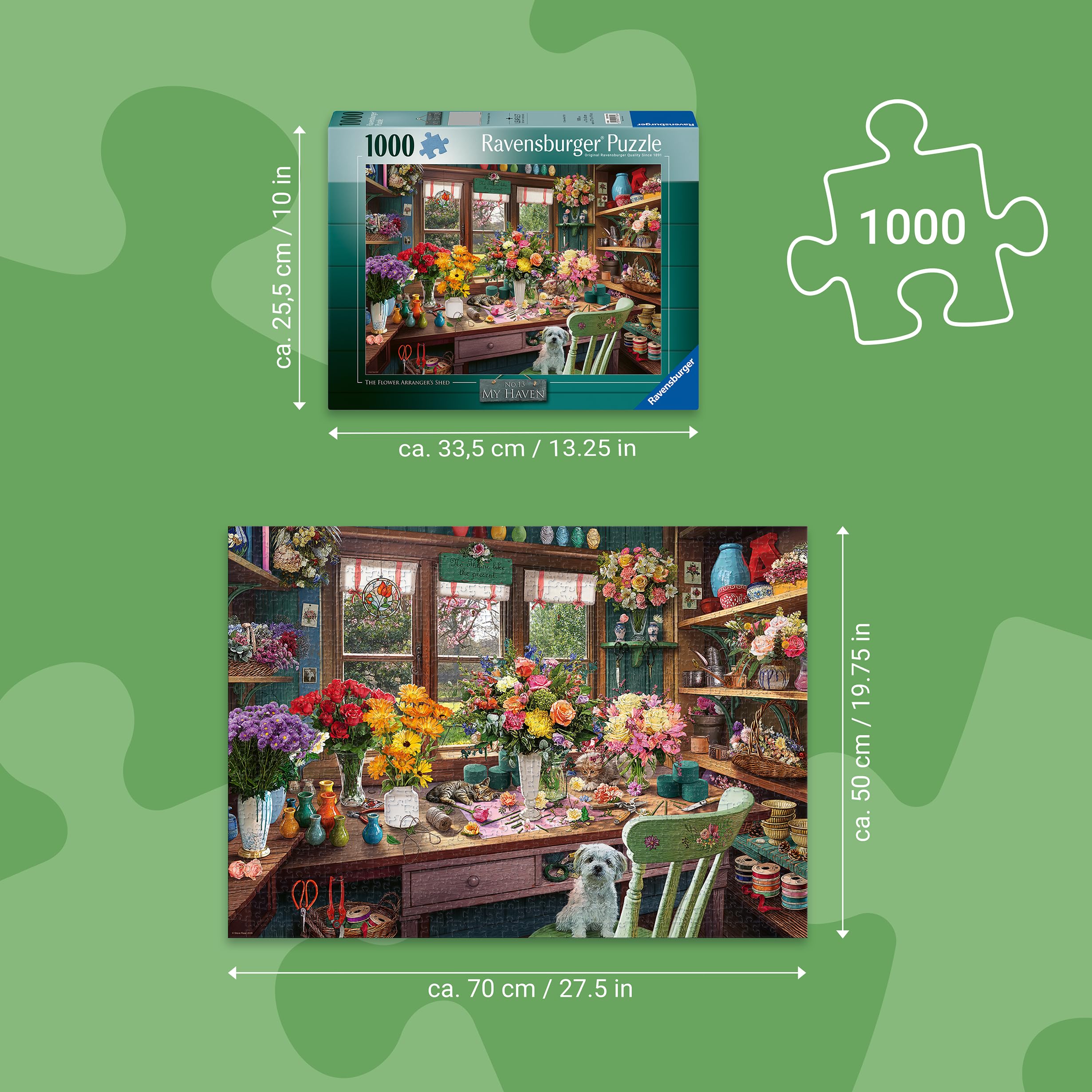 Ravensburger My Haven No.13 The Flower Arranger’s Shed Jigsaw Puzzle | 1000 Pieces | Adult/Ages 12+ 5