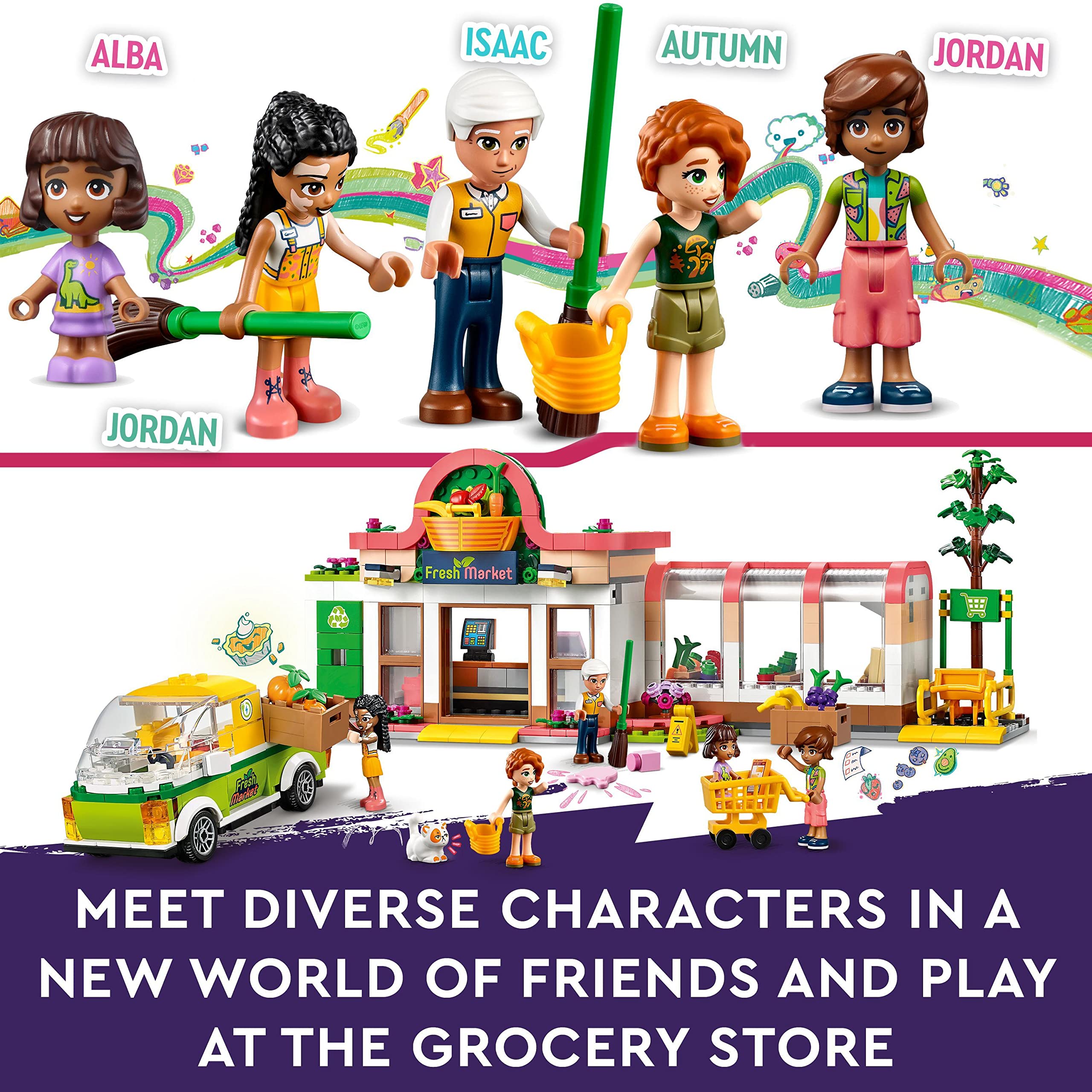 LEGO 41729 Friends Organic Grocery Store Playset - Supermarket Toy with Delivery Van & Mini-Dolls 13