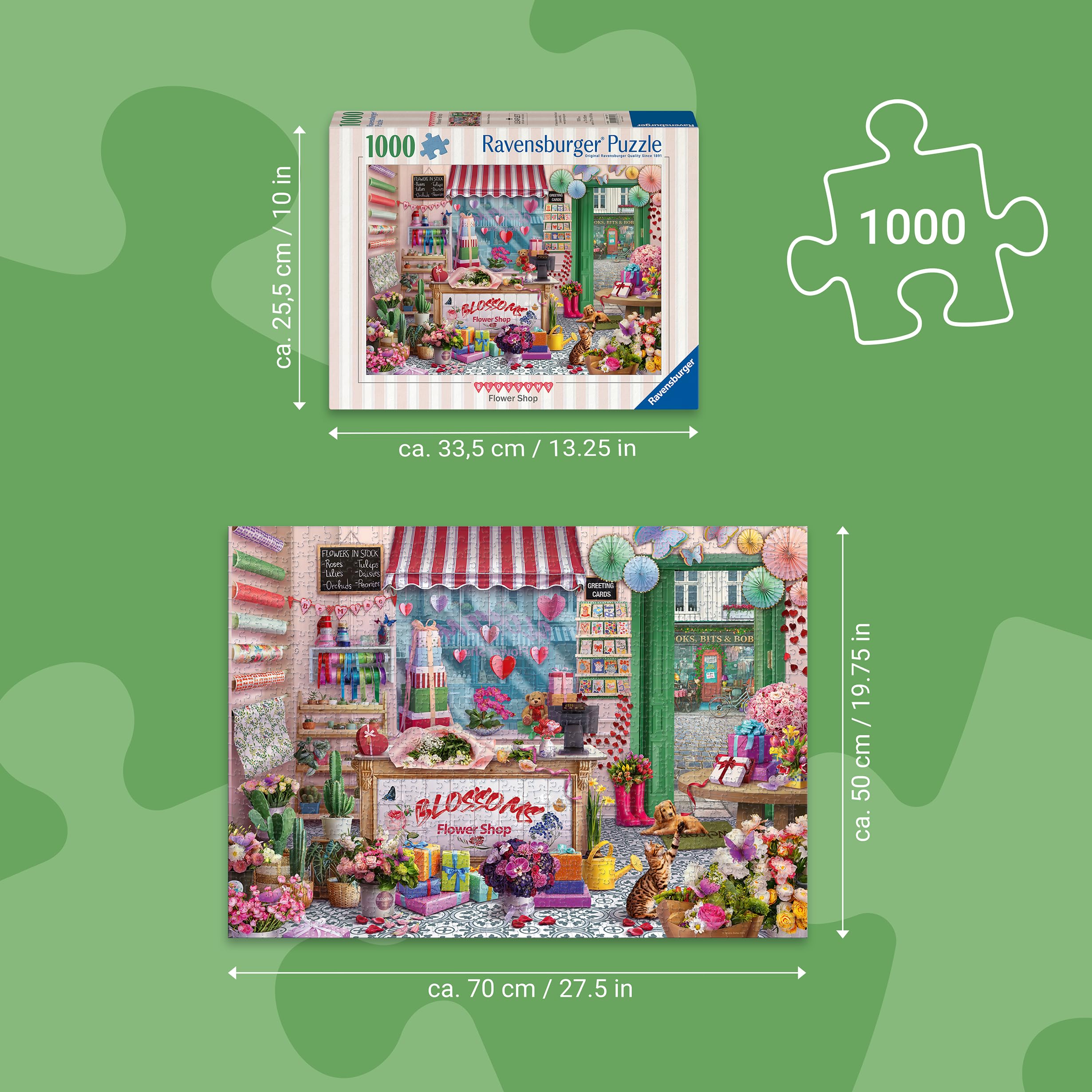Ravensburger Blossoms Flower Shop Jigsaw Puzzle - 1000 Pieces, 70 x 50cm 3