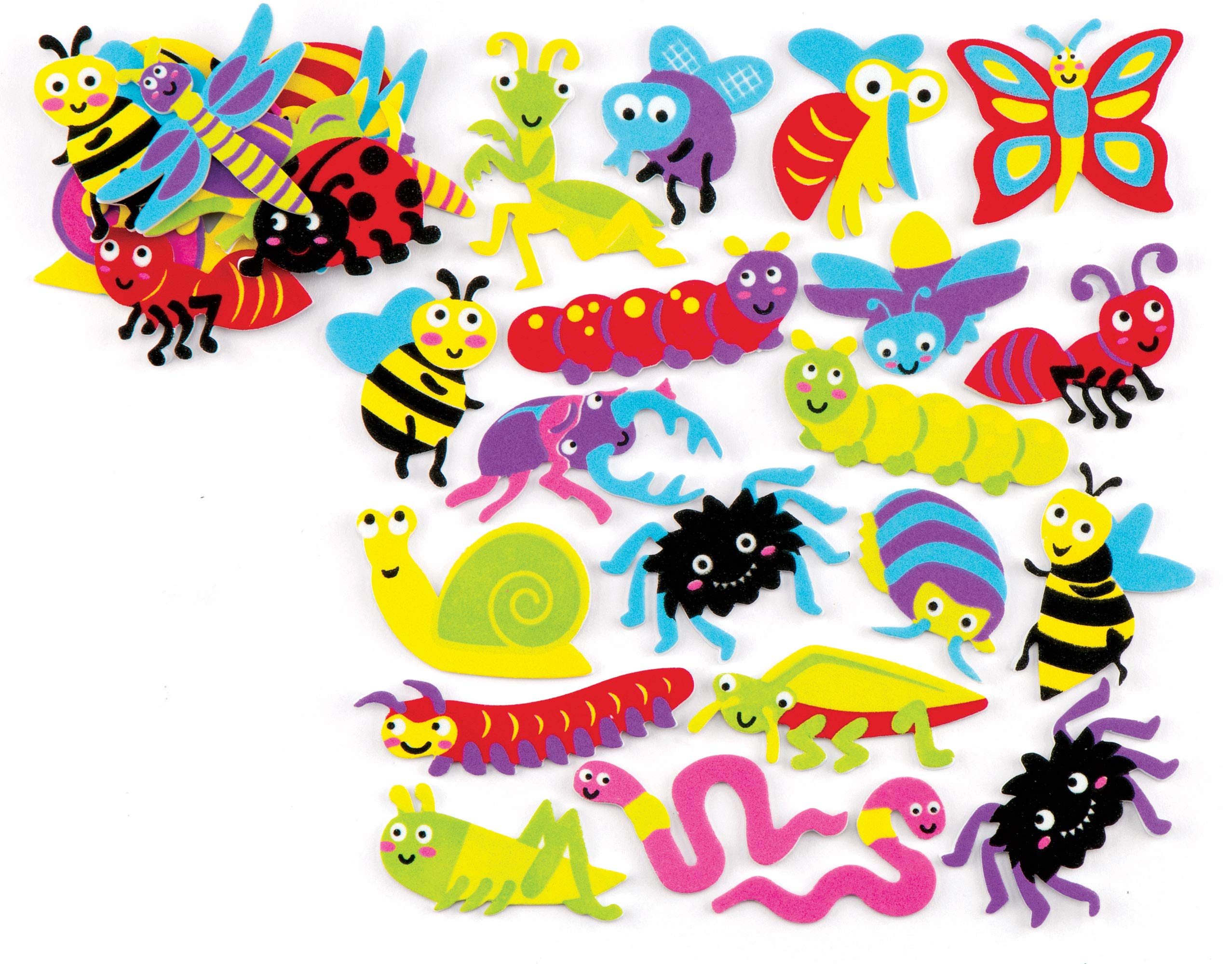 Baker Ross AR228 Insect Foam Stickers - Pack of 120 | Self-Adhesive Vinyl | 2.5-5 cm