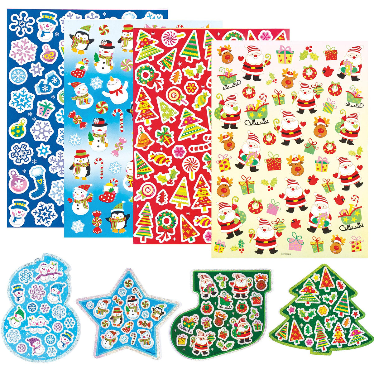 Baker Ross Christmas Stickers Value Pack - 280 Assorted Festive Designs | Kids' Crafts, Cards, Gift Tags