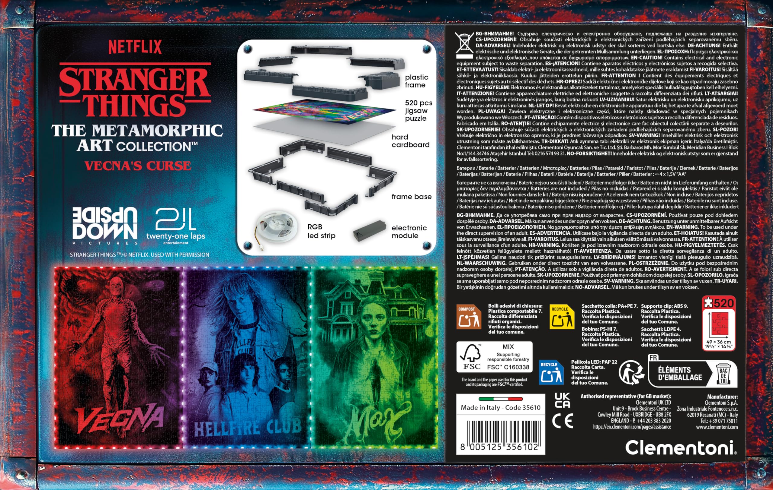 Clementoni Stranger Things Metamorphic Art Puzzle - 520-Piece LED Interactive Puzzle 6