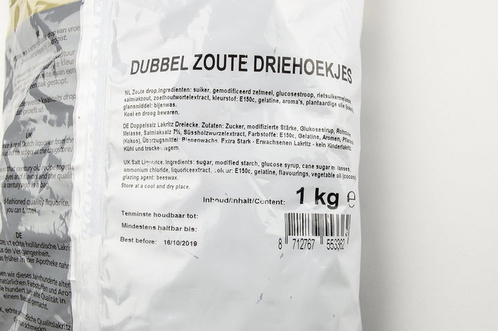 Van Vliet Dutch Double Salt Liquorice 1kg - Triangle Shaped Premium Salt Licorice Sweets
