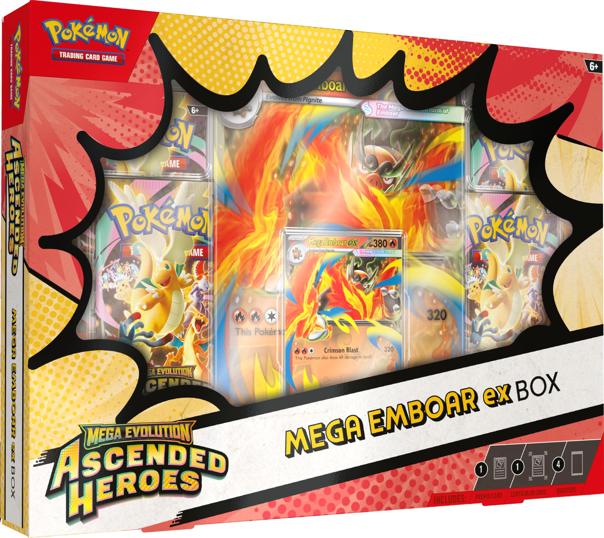 Pokémon TCG: Mega Evolution—Ascended Heroes Mega Emboar ex Box with 4 Booster Packs 1