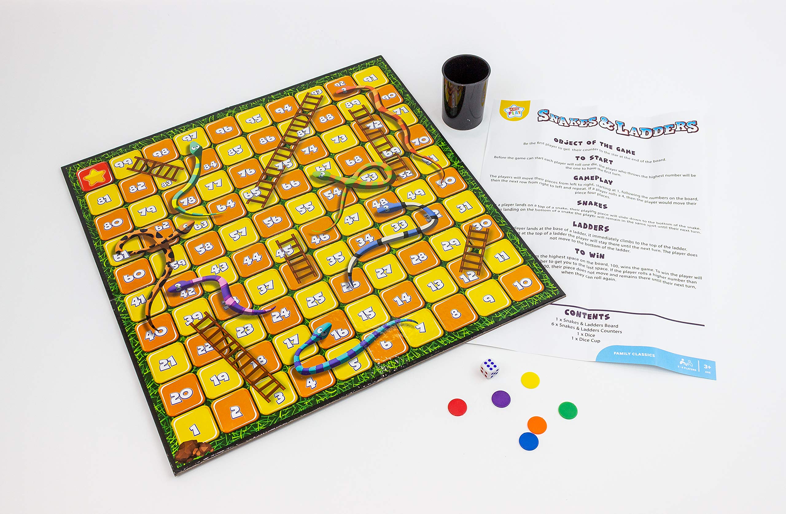 Kids Play Snake & Ladders Board Game - Family Edition | 2-6 Players | Ages 3+ 5