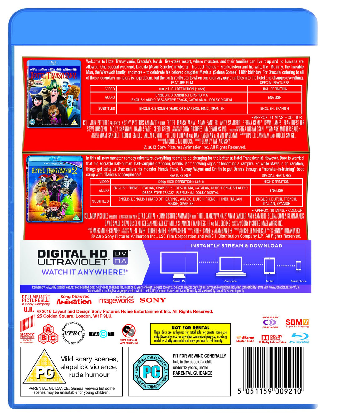 Hôtel Transylvanie 1-2 [Blu-ray] [Région gratuite]