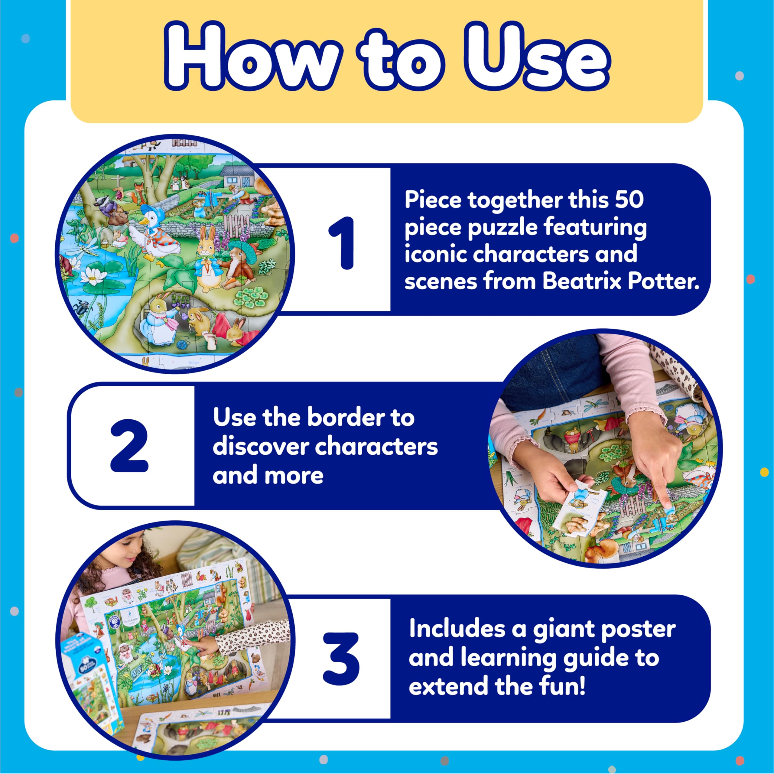 Peter Rabbit 50-Piece Jigsaw Puzzle - Educational Puzzle for Ages 4+ 6