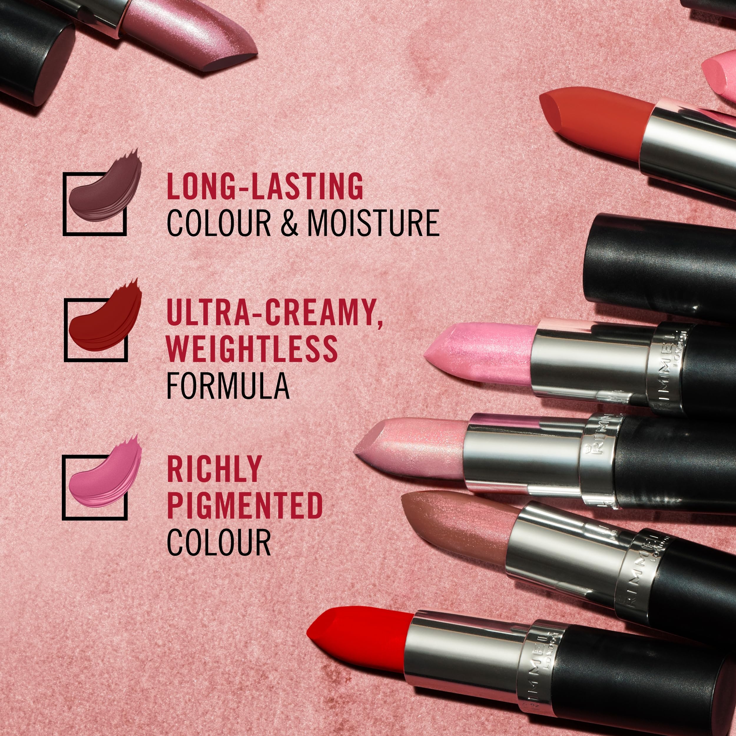 Rimmel Lasting Finish Lipstick 077 Brink Of Pink - Creamy Satin Finish, 10g 6