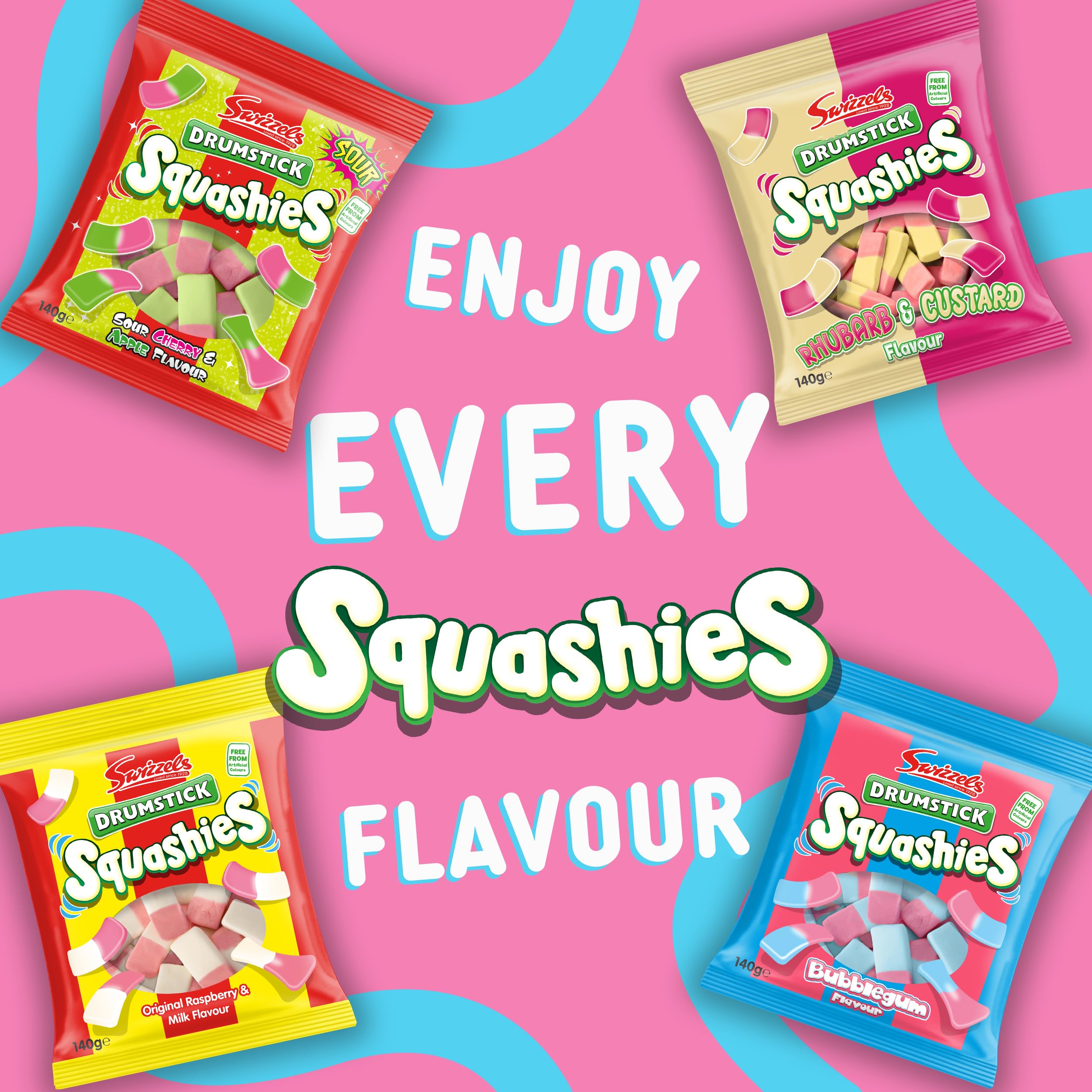 Swizzels Squashies Bubblegum Flavour Chewy Sweets - 140g Single Pack 7