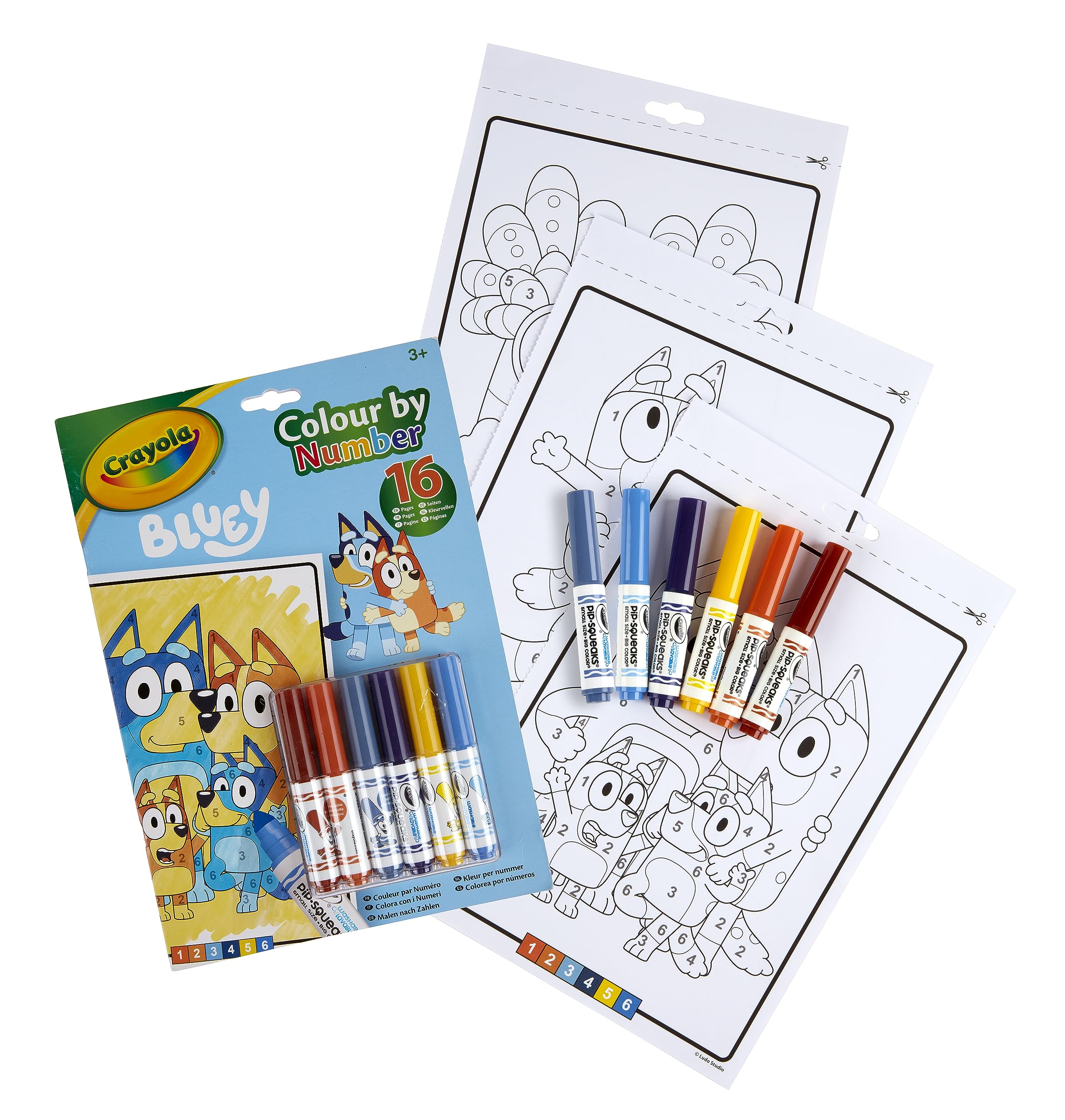 CRAYOLA Colour by Numbers - Bluey Activity Set | 16 Pages | 6 Mini-Markers | Ages 3+ 1