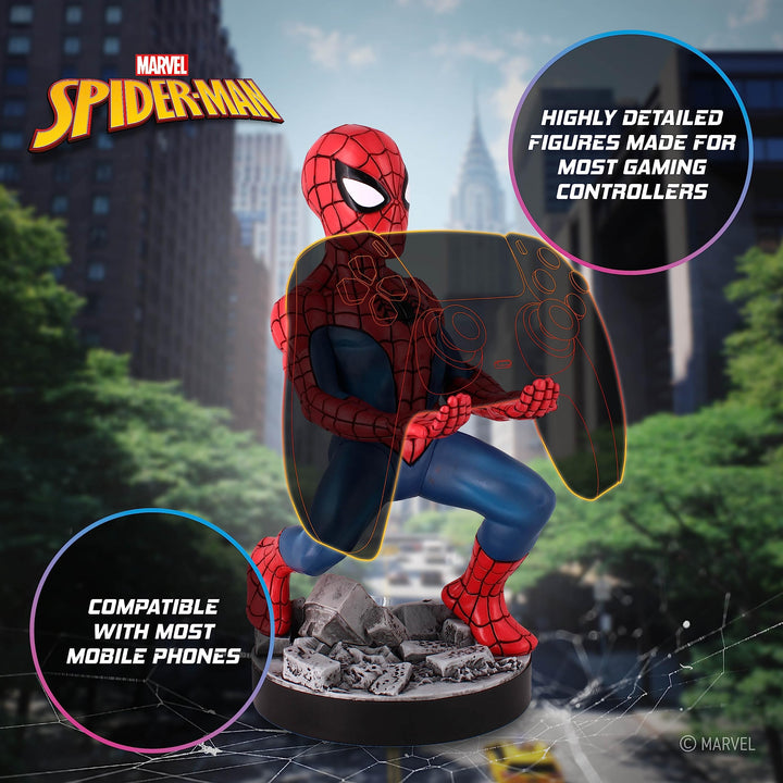 Spider-Man Classic Cable Guy - Controller & Phone Holder with 2-in-1 Charging Cable