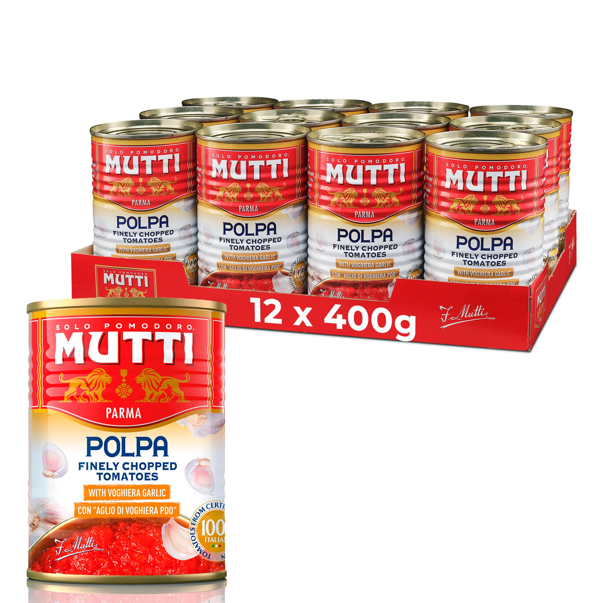 Mutti Finely Chopped Tomatoes with Garlic - 12 x 400g