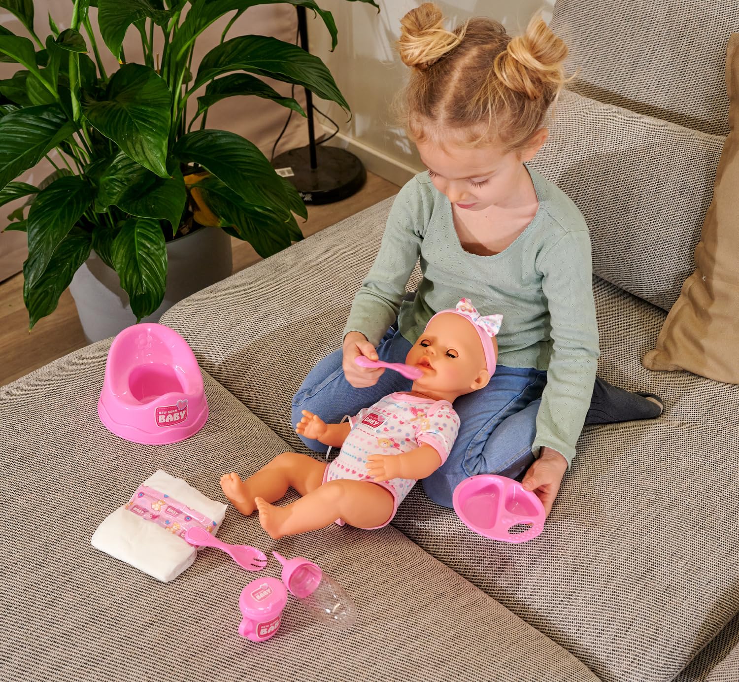Simba New Born Baby Doll with Drink and Wet Function | 38 cm Vinyl Doll | Ages 3+ 7