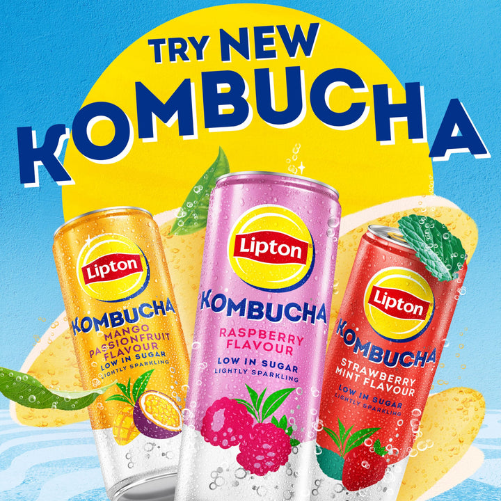 Lipton Kombucha Raspberry Flavour, 250ml (Pack of 4)