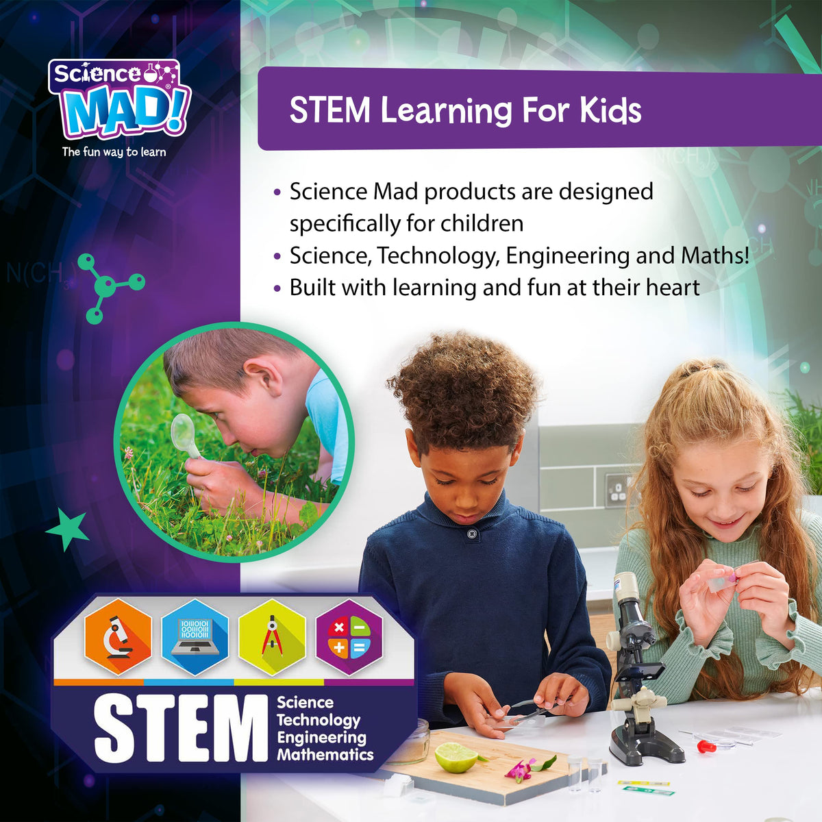Science Mad SM45 Microscope - 100x Magnification | 30 Pieces Included | Ages 8+ 5