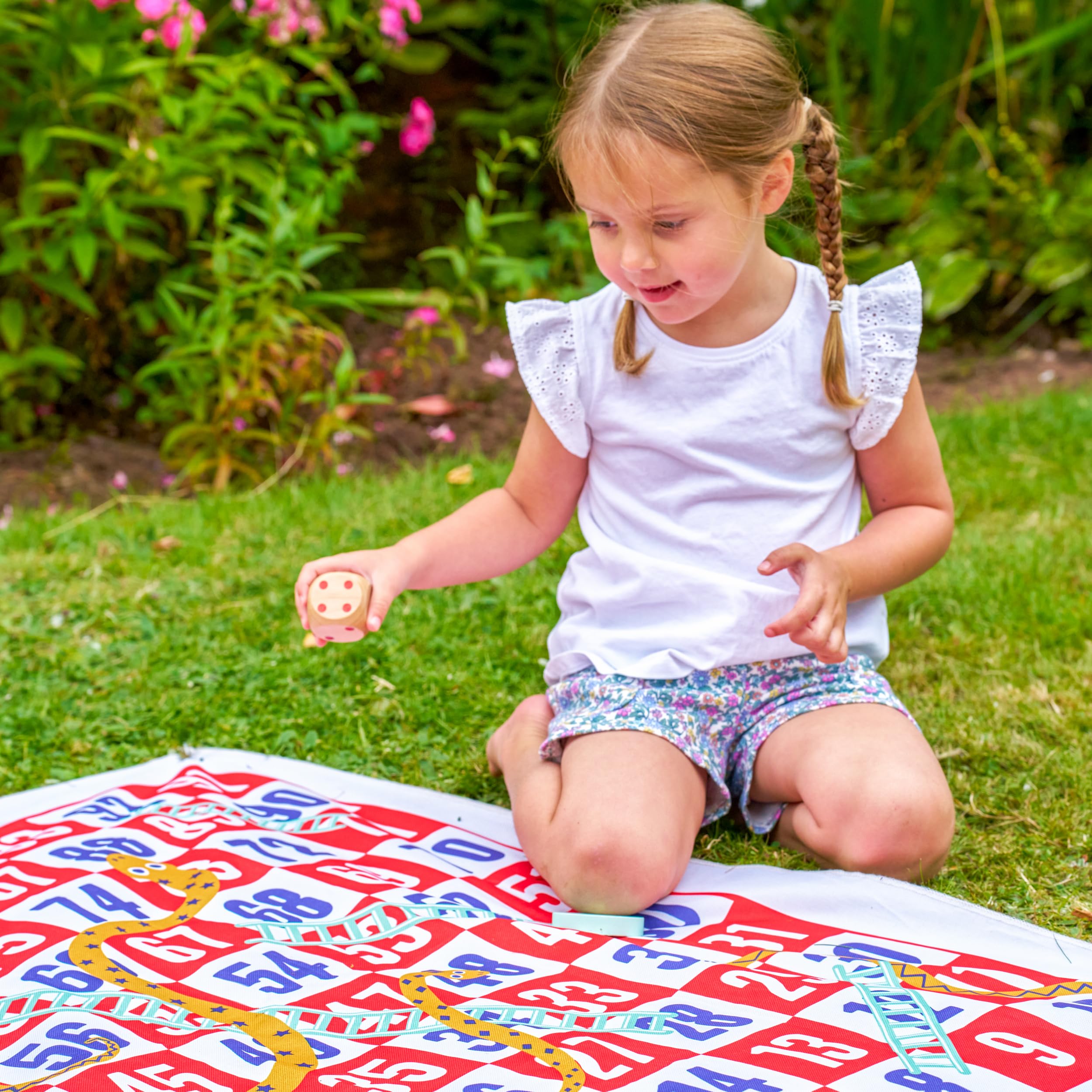 TP Toys Giant Snakes & Ladders Outdoor Game - 2-4 Players, Ages 3+, FSC Wood Mat 1m x 1m 6