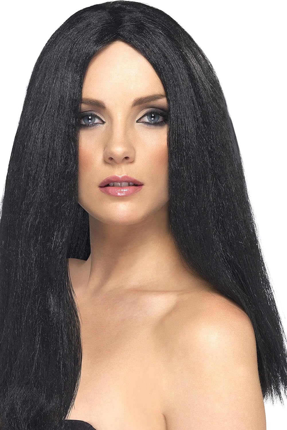 Smiffys Star Style Wig, Black 44 cm Long Straight 1