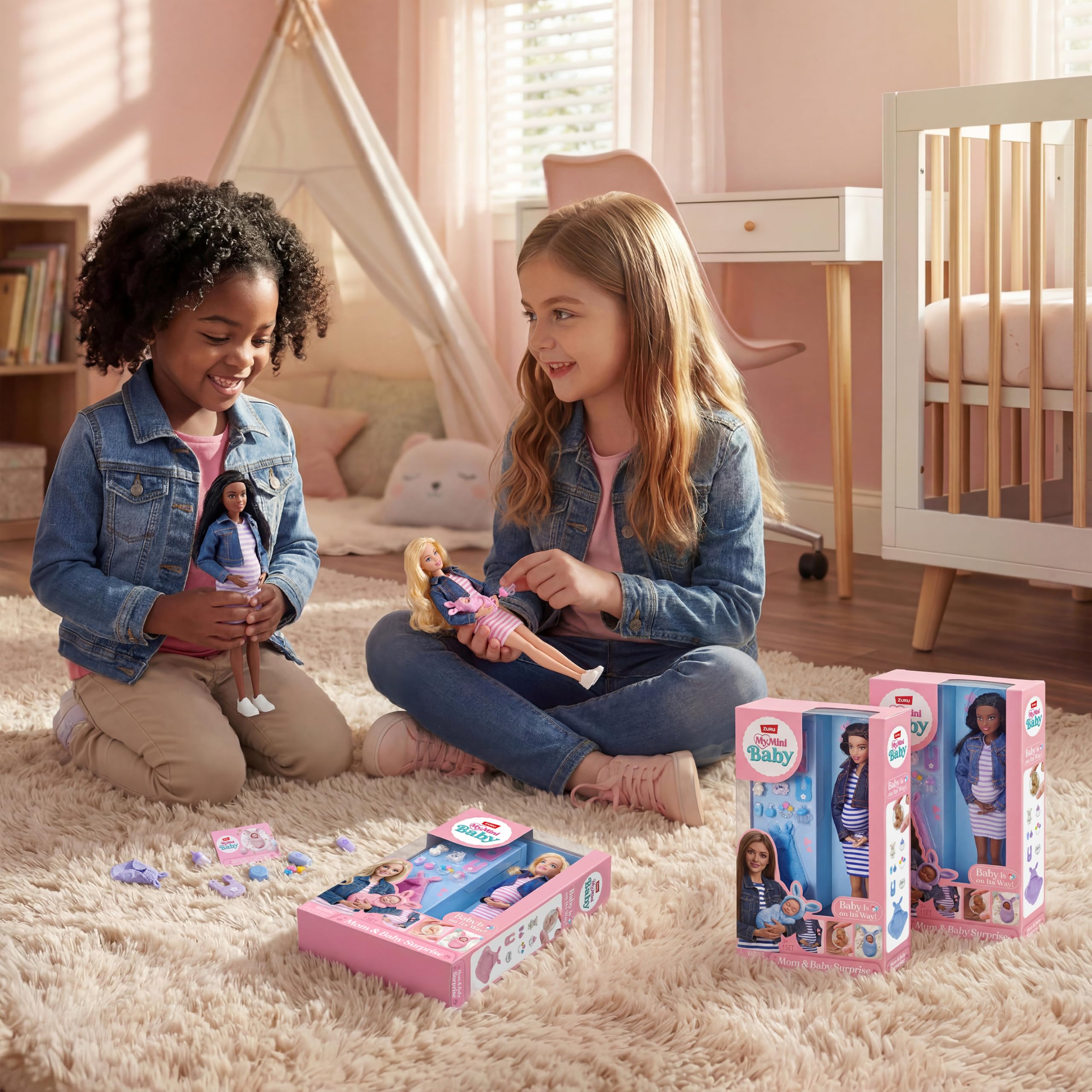 ZURU MY MINI Mom & Baby Surprise Doll Playset - Includes Pregnant Doll, Newborn, Accessories | Ages 3+ 6