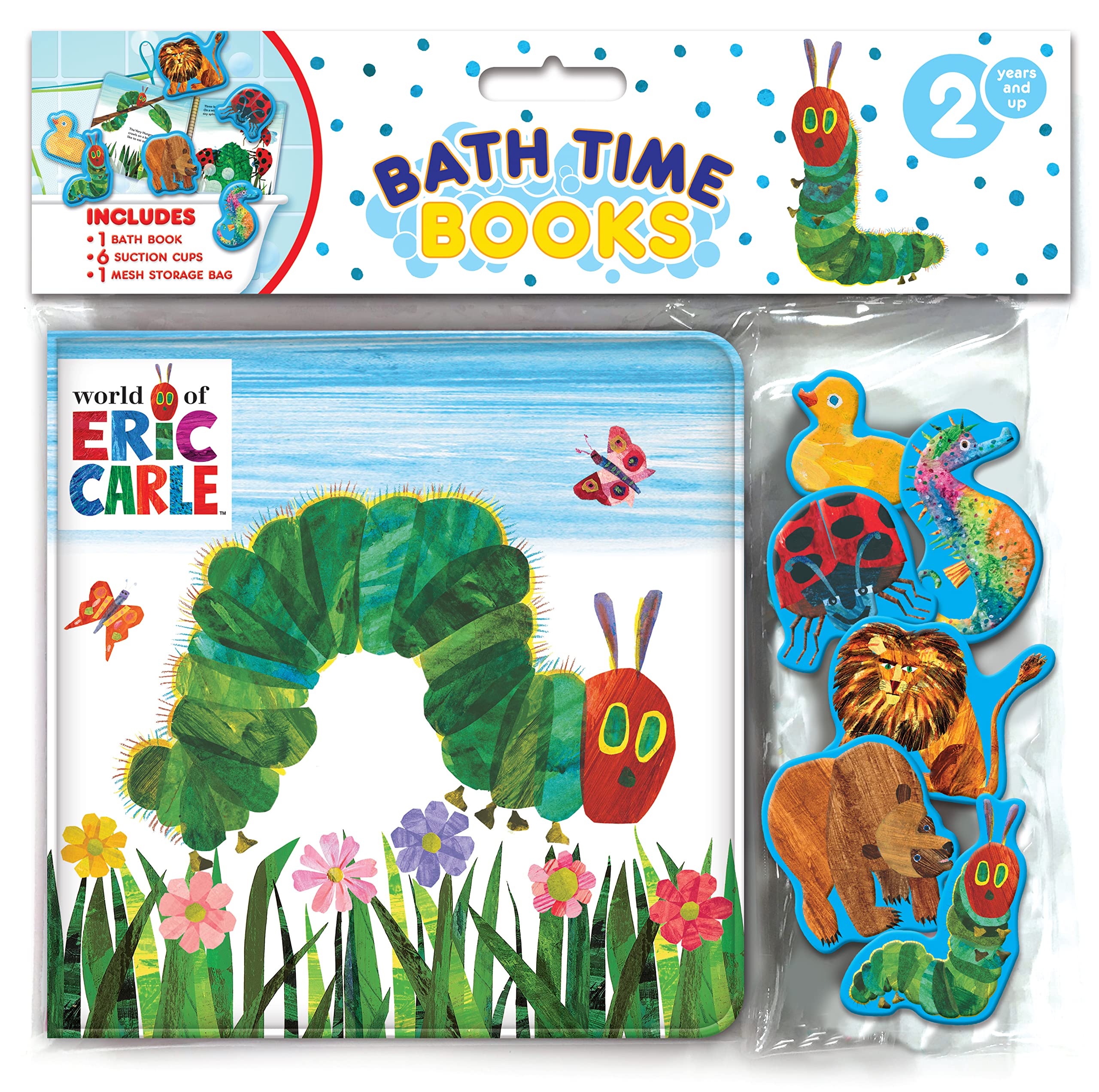 Phidal The World of Eric Carle Bath Time Book - Waterproof Picture Book for Ages 2+ | Includes 6 Suction Cups