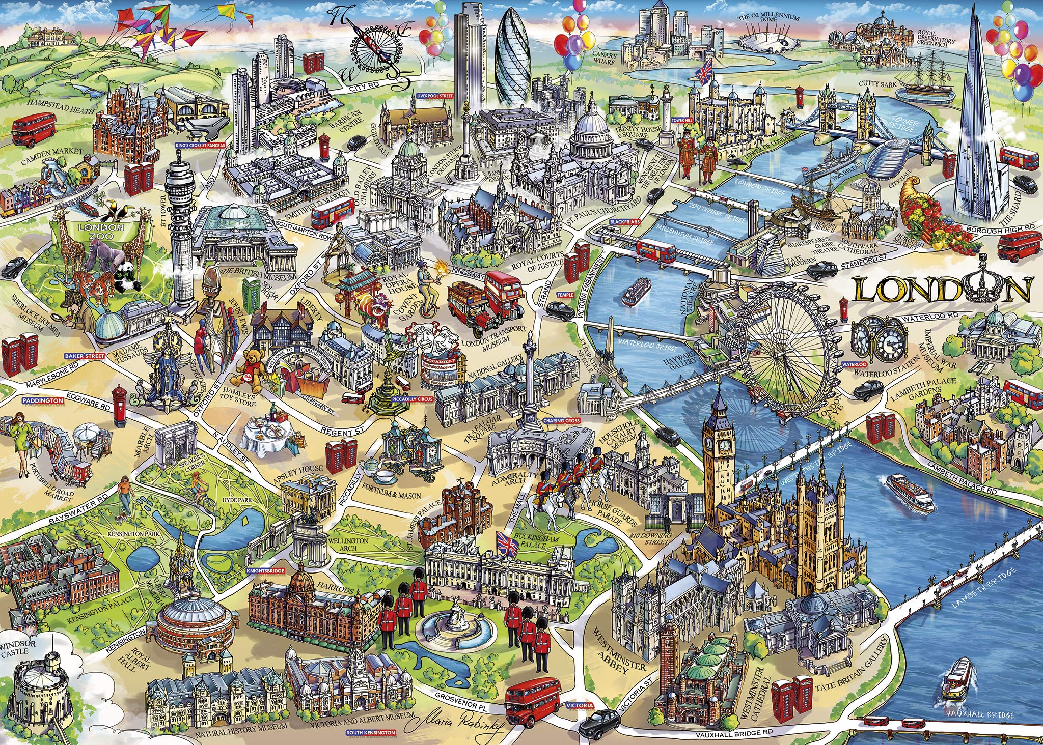 Gibsons London Landmarks Jigsaw Puzzle - 1000 Pieces | Premium Recycled Board | Includes Poster