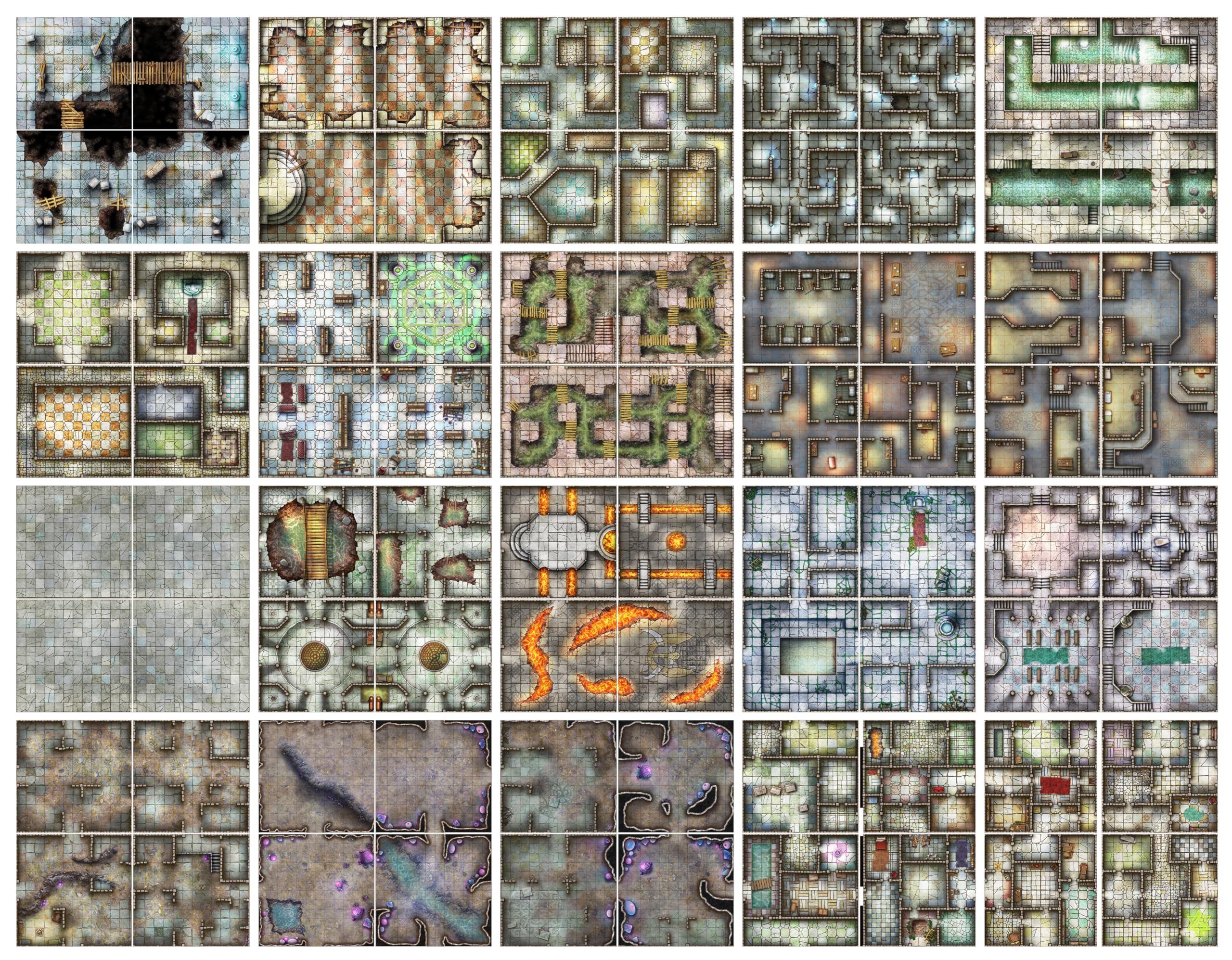 Loke BattleMats The Dungeon Reignited Set Of 2 Books Of Battle Mats - RPG Encounter Maps | 80 Pages | 14+ 6