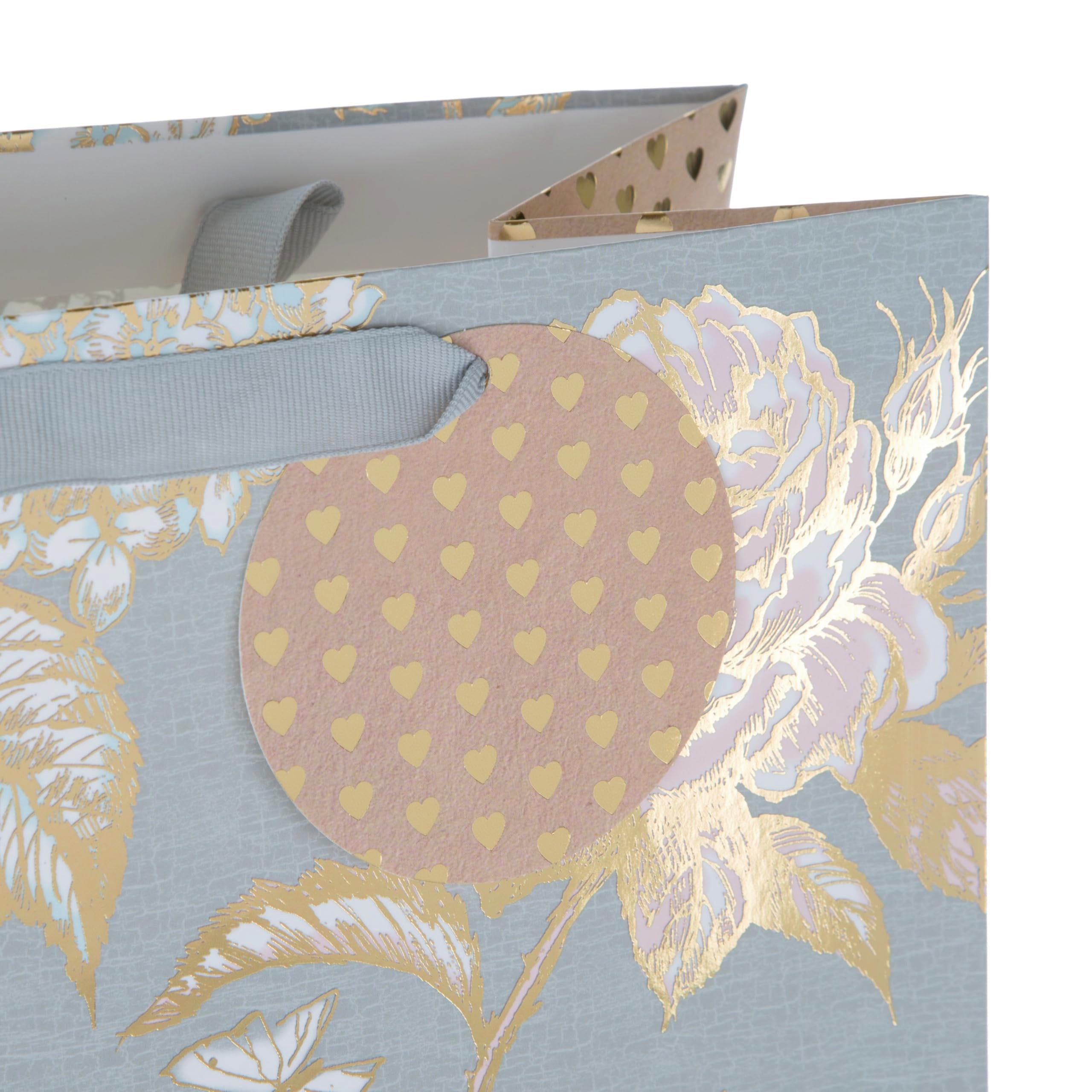 Hallmark Large Gift Bag - Foiled Floral Design | 33cm x 26.5cm x 14.6cm | Includes Gift Tag 5