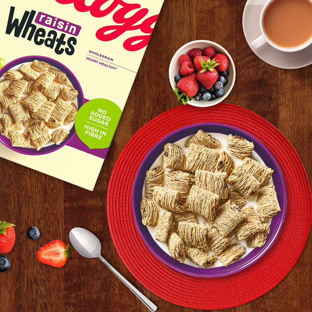 Kellogg's Raisin Wheats Breakfast Cereal 450g - No Added Sugar, High Fibre Wholewheat Cereal