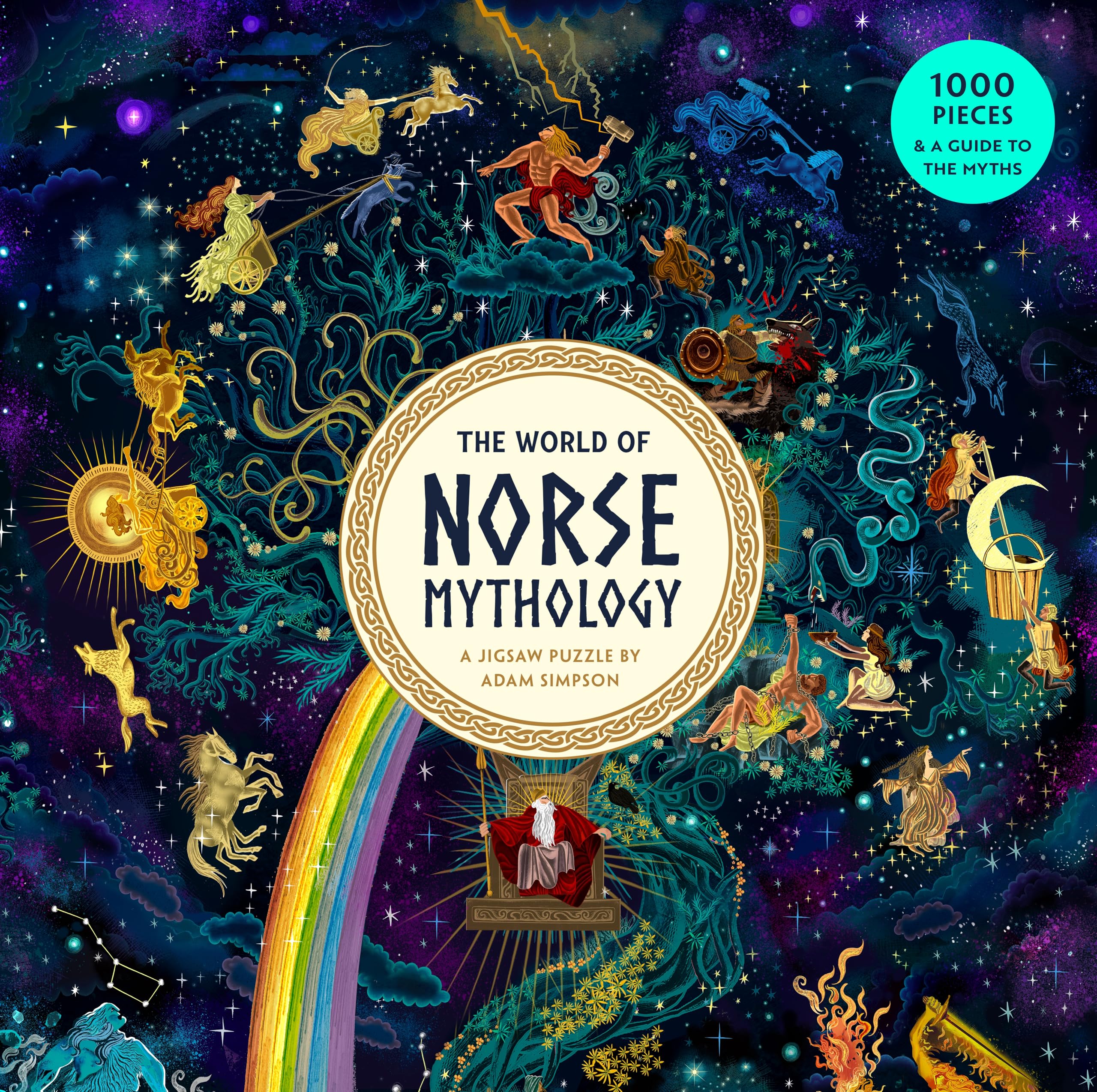 The World of Norse Mythology 1000-Piece Jigsaw Puzzle - Illustrated by Adam Simpson 1