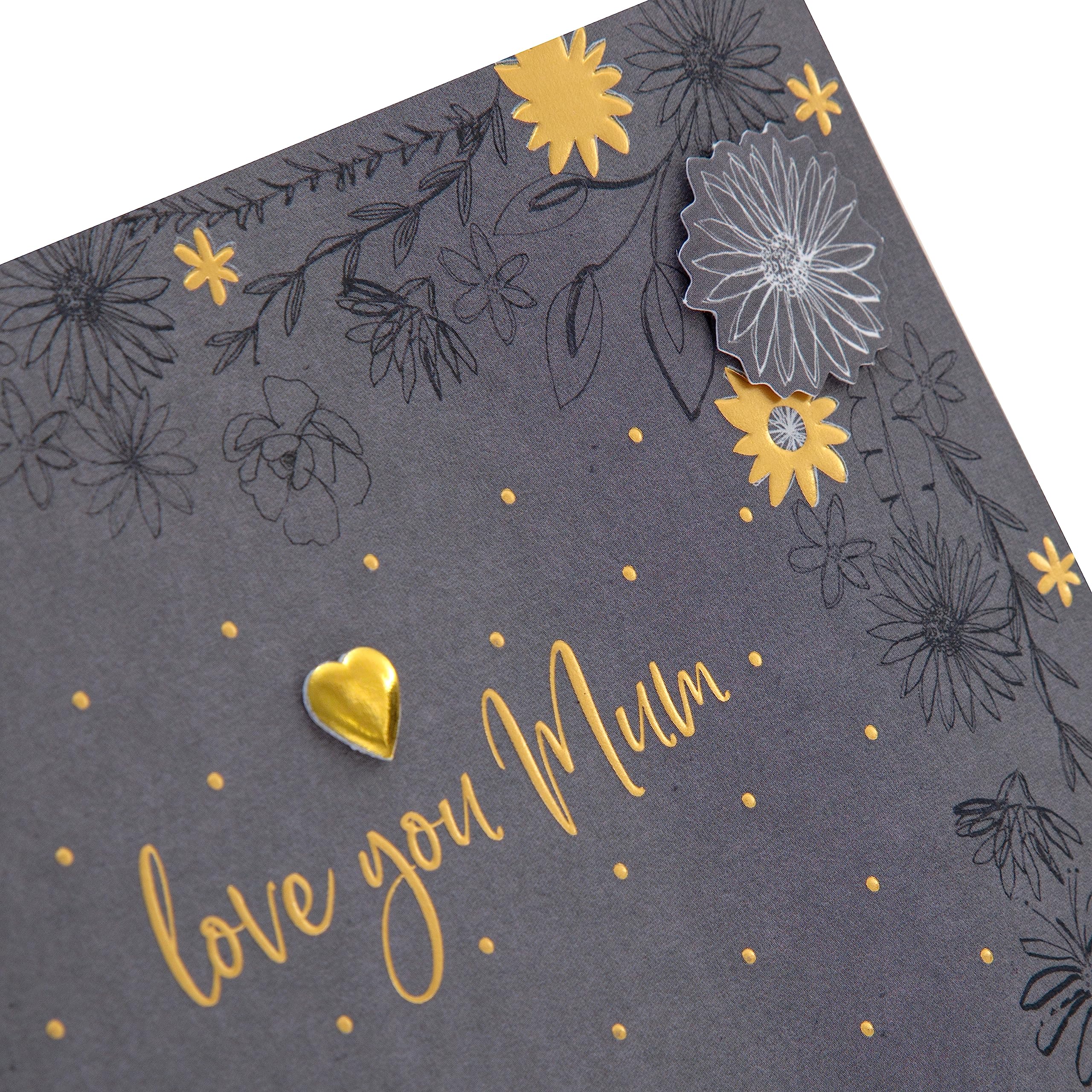 Hallmark Birthday Card for Mum - Flowers Design, Embossed, Gold Foil & Gem 5