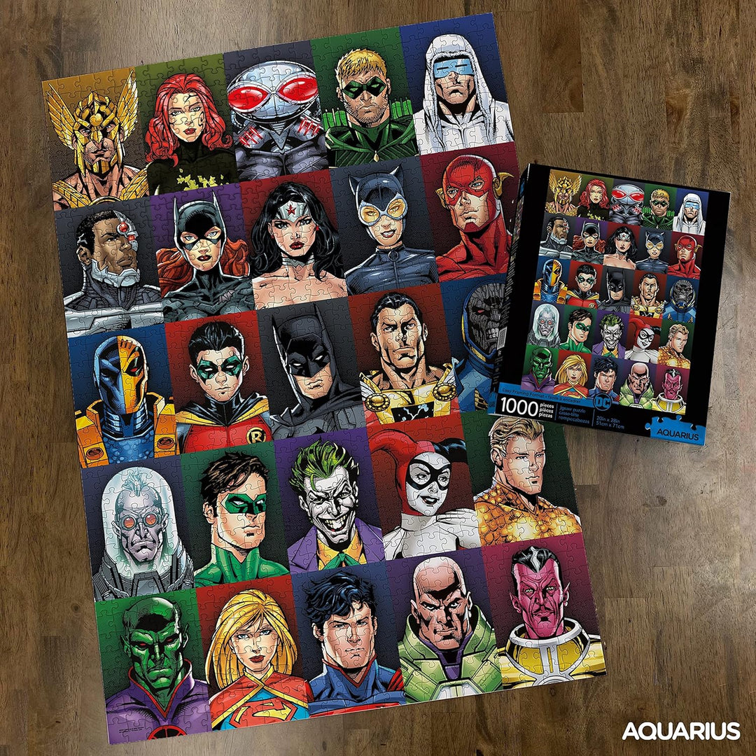 AQUARIUS DC Comics Faces - Justice League & Villains 1000-Piece Jigsaw Puzzle (65359)