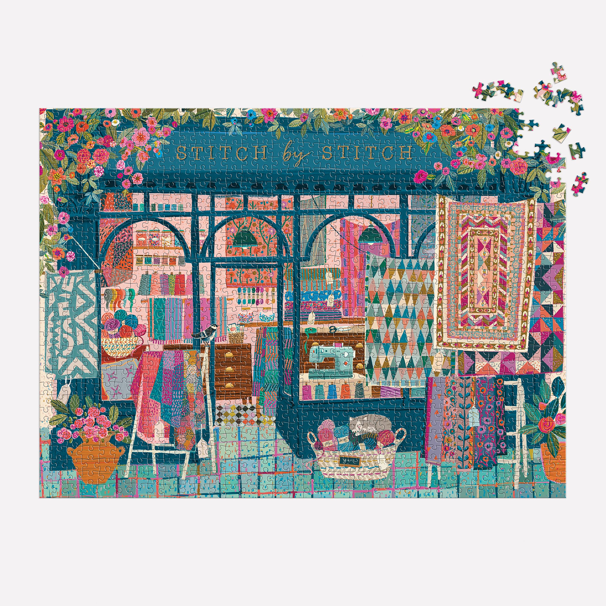 Galison Stitch By Stitch 1000 Piece Jigsaw Puzzle | Victoria Ball Art | 27" x 20" Completed Size 5