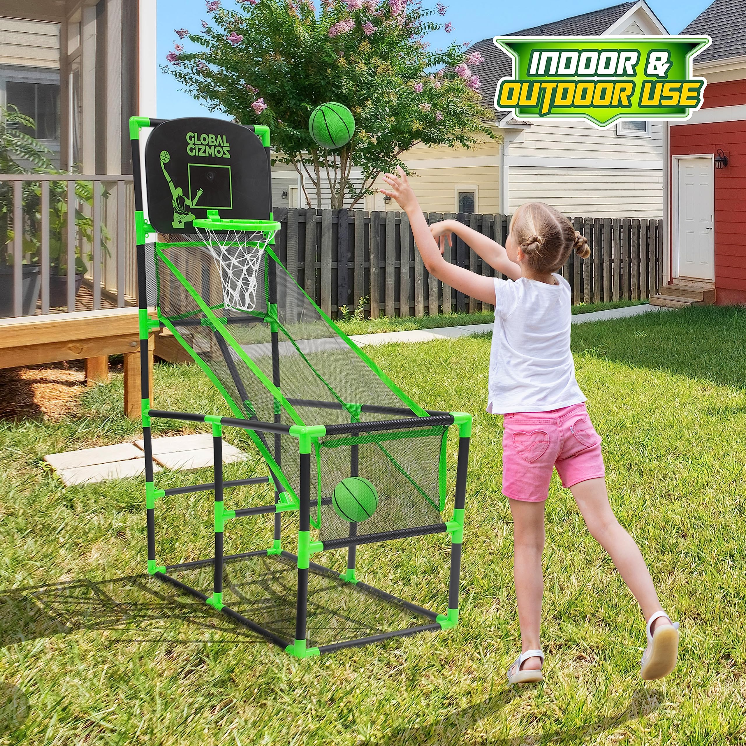 Global Gizmos 55629 Arcade Basketball Hoop - Indoor/Outdoor Use with 2 Balls & Pump 13