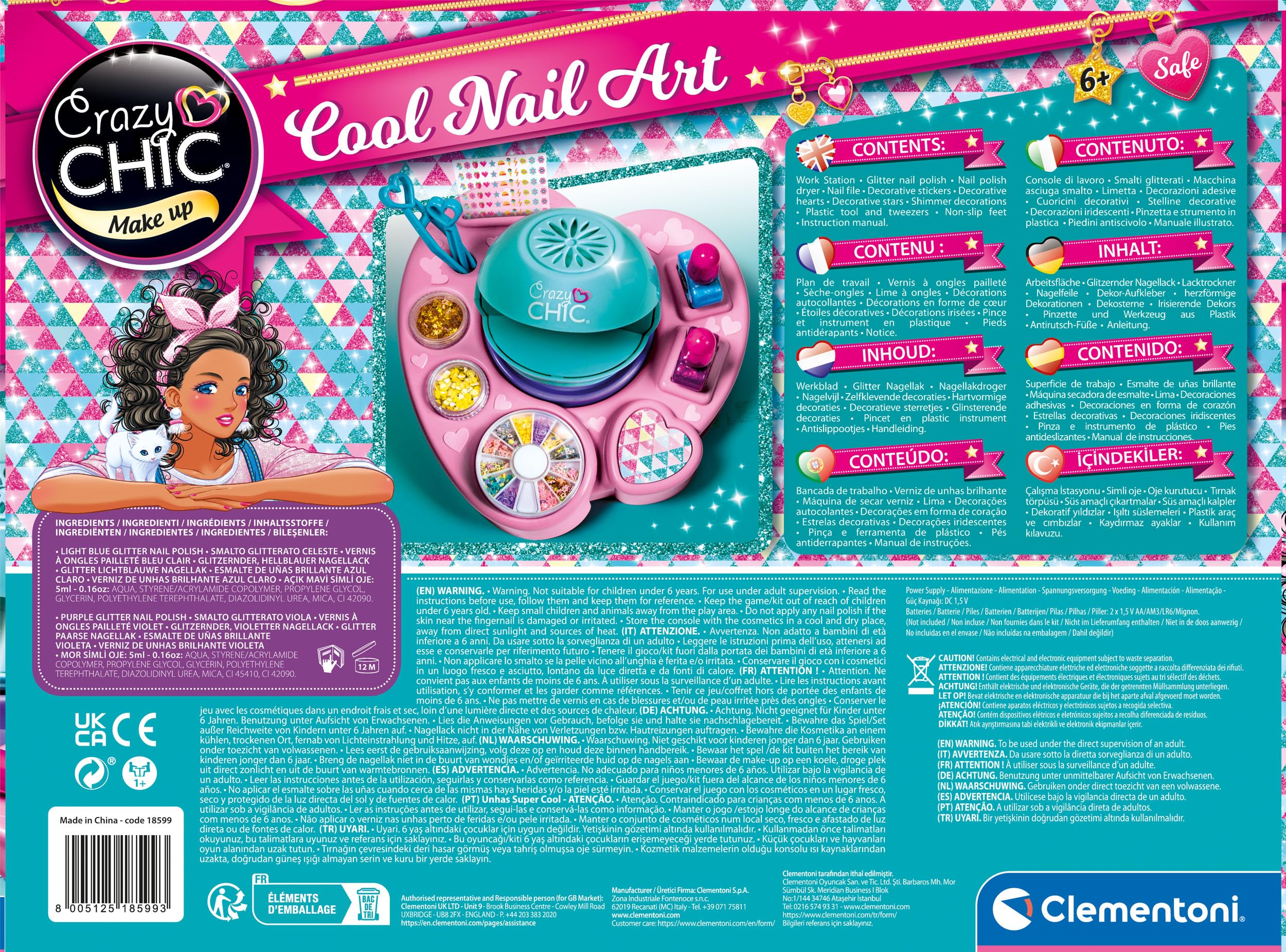 Clementoni Crazy Chic Cool Nail Art Set - Ages 6+ | Multi-coloured 3