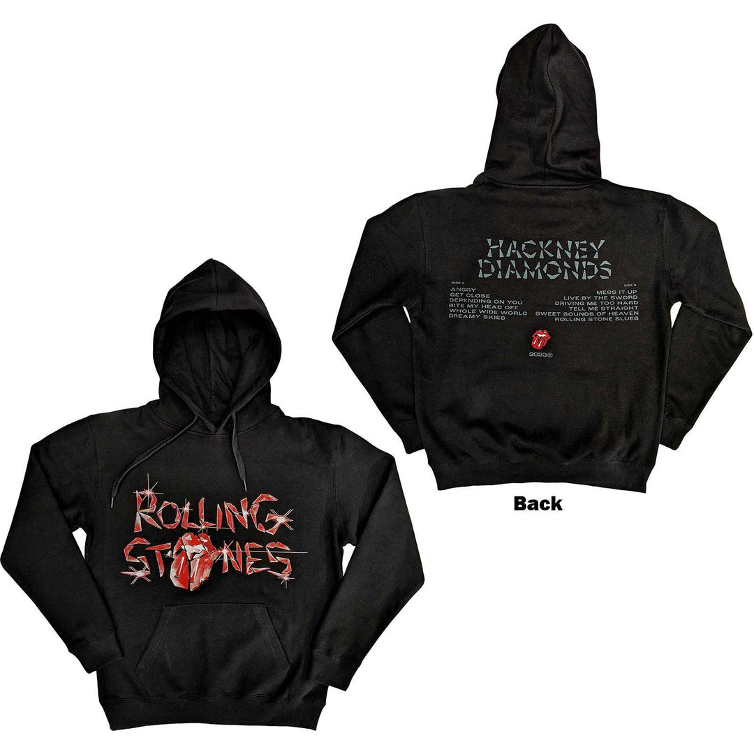 The Rolling Stones Unisex Pullover Hoodie: Hackney Diamonds Glass Logo (Back Print)