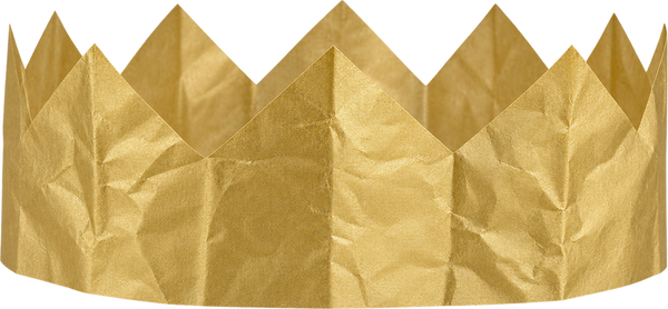 A gold tissue-paper crown
