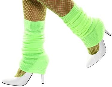 Smiffys Unisex Adult Neon Pink Leg warmers, Neon Green, One Size, Back to the 80's, 31047