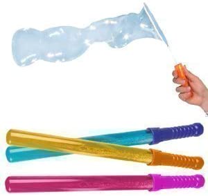 Playwrite Pack Of 5 x Assorted Coloured Waving Blowing Bubble Wand Sticks