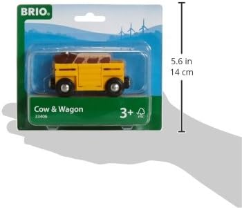 BRIO World Farm Cow & Wagon Train for Kids Age 3 Years Up - Compatible with all BRIO Railway Sets & Accessories