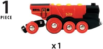BRIO World Mighty Red Action Locomotive Battery Powered Train for Kids Age 3 Years Up - Compatible with all BRIO Railway Sets & Accessories