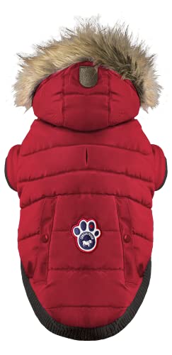 Canada Pooch North Pole Dog Parka Water-Resistant Insulated Dog Jacket (14+, Red